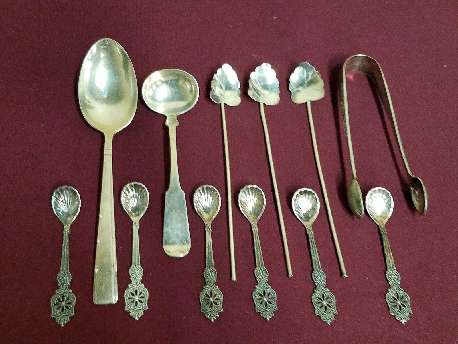 12 Pcs Sterling incl Tongs and Serving Spoons (1 of 3)