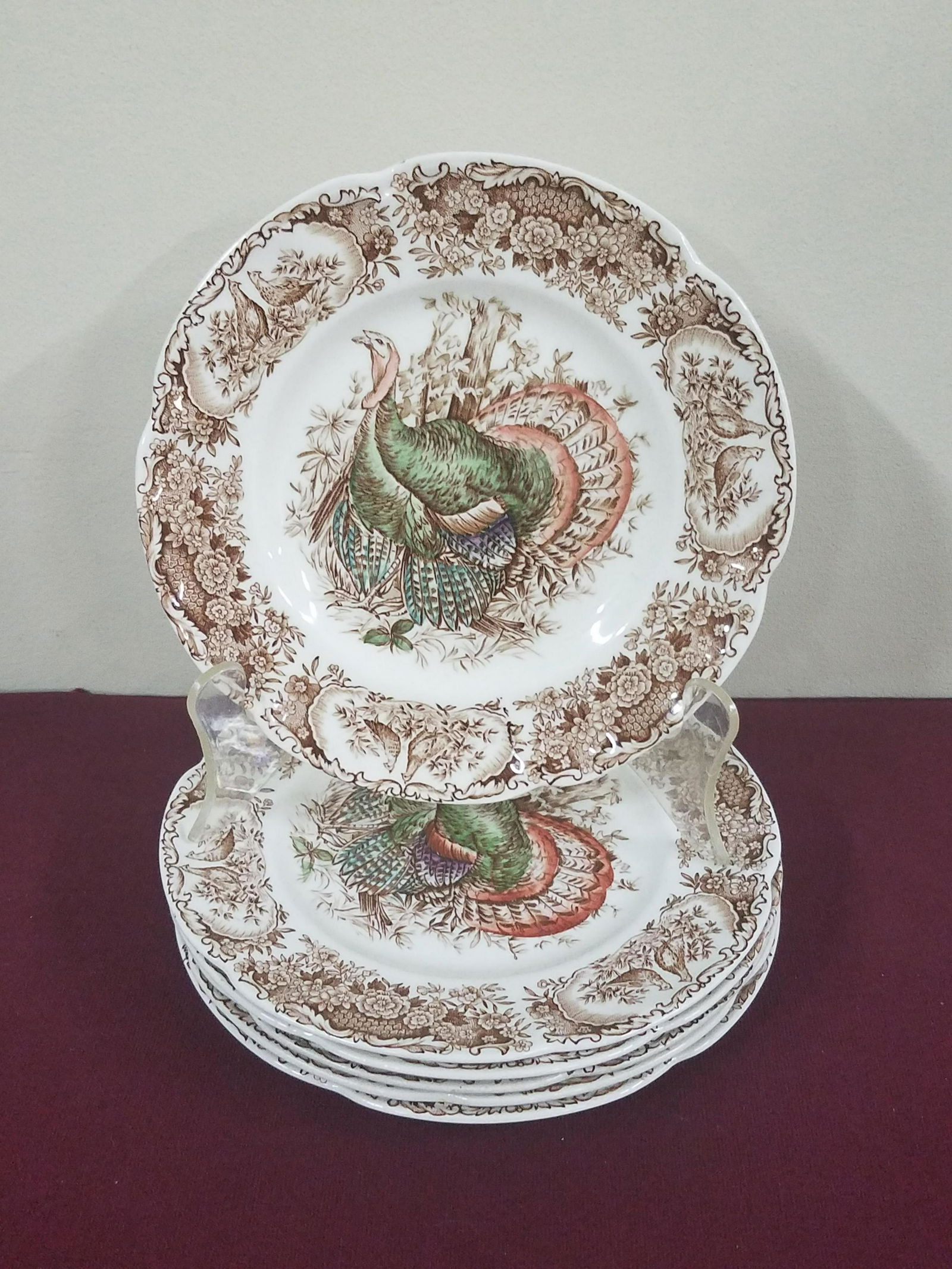6 "Wild Turkeys Native American" Salad Plates (1 of 2)