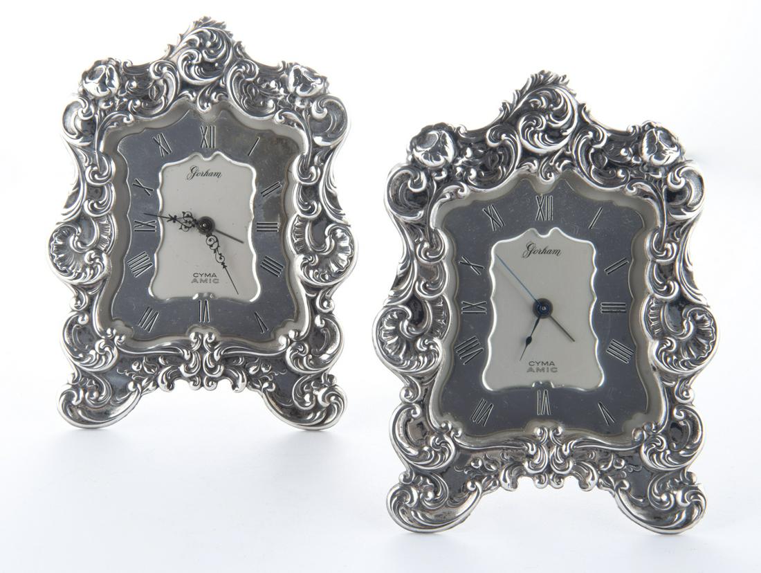 Pair Sterling Gorham Cyma Amic Clocks (1 of 4)