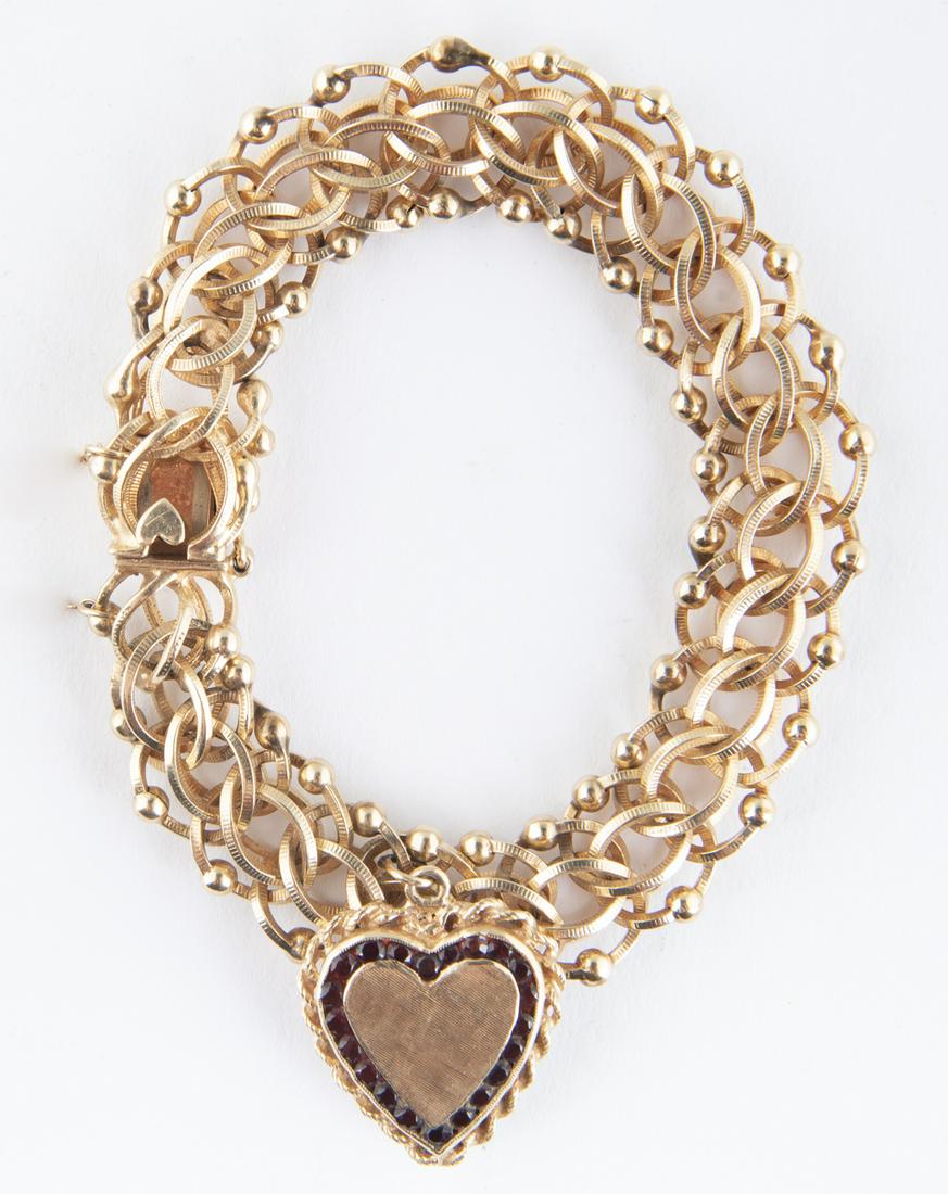 14k and Garnet Heart Bracelet (1 of 4)