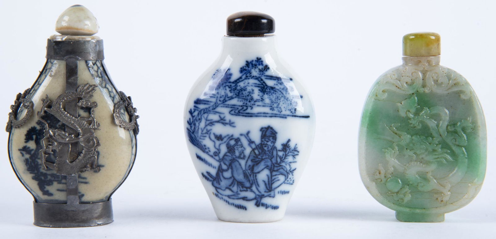 3 Snuff Bottles incl Jade & Silver Mounted (1 of 3)