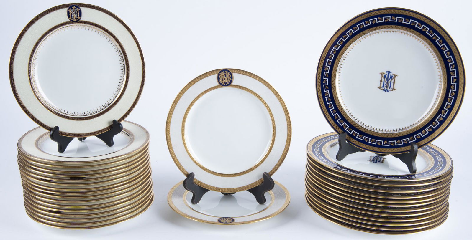 32 Minton Cobalt & Gilt Porcelain Plates (1 of 6)