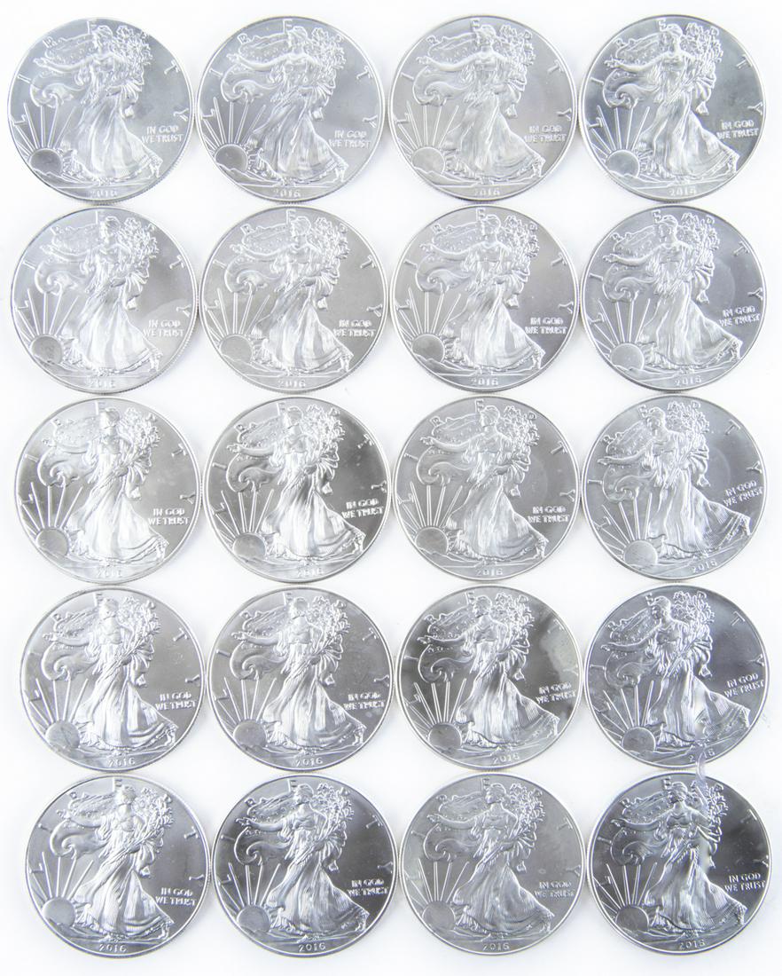 20 2016 Unc Silver Eagles (1 of 2)
