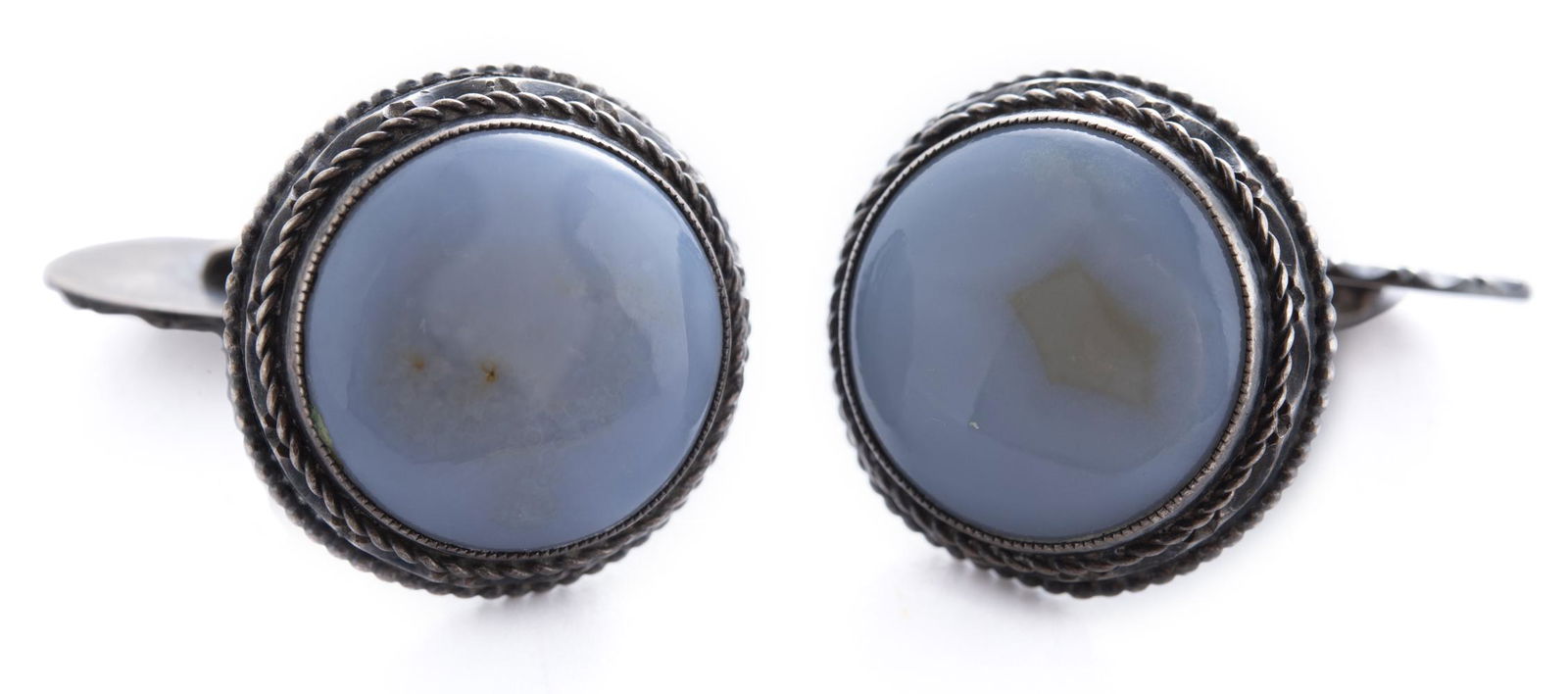 Pair 800 Silver and Agate Cufflinks (1 of 2)
