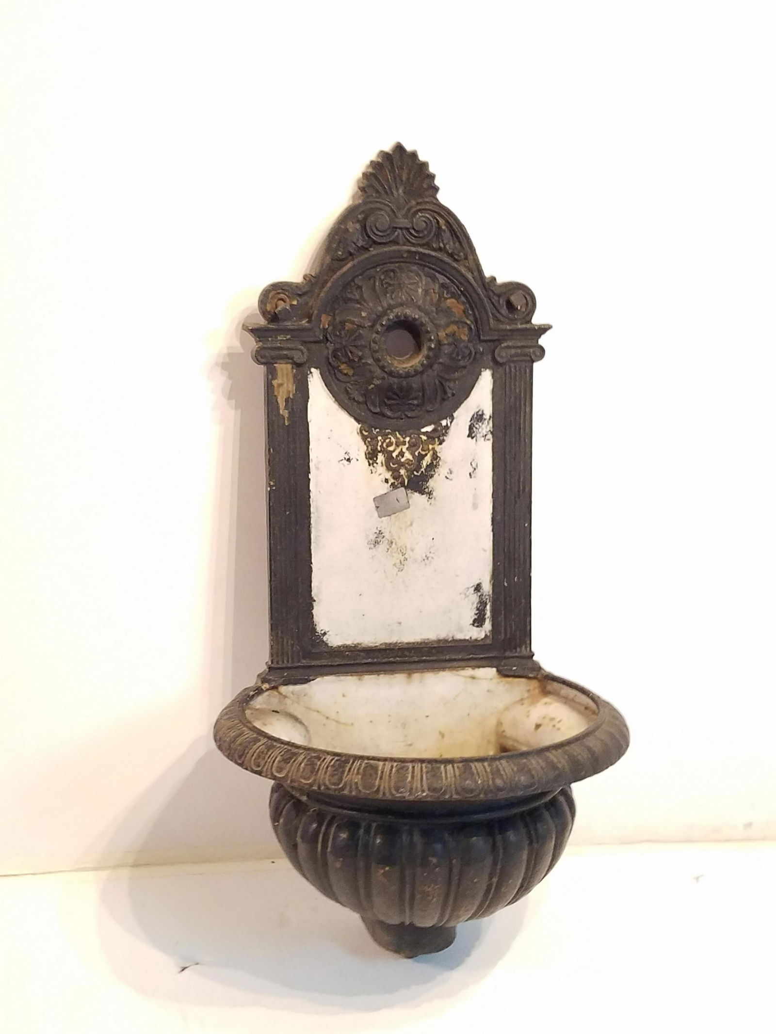 Cast Iron Lavabo: 17" wide x 13-1/2" deep x 35" high. Condition: As is.