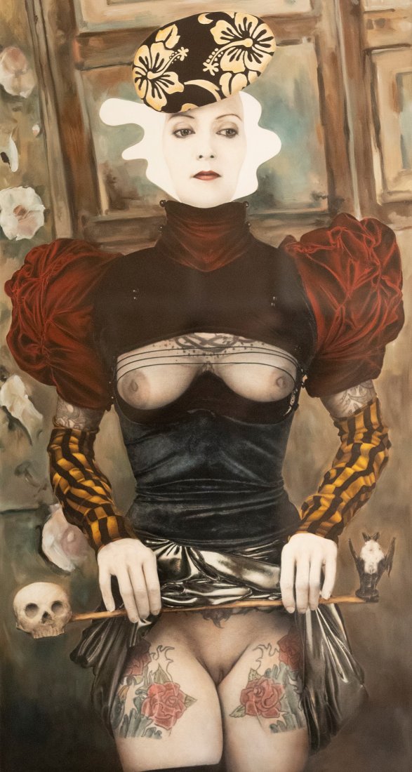 Joel-Peter Witkin (American, b. 1939): DESCRIPTION: Joel-Peter Witkin (American, b. 1939). Silver gelatin photograph with mixed media. Majorette. 2003. Edition 5/6. Signed, titled, and numbered on Fahey/Klein Gallery label to verso. Mounte