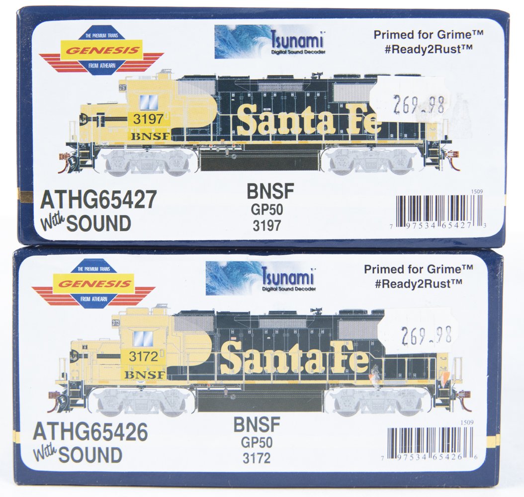 2 HO Athearn Genesis BNSF ex Santa Fe GP50 Sound (1 of 2)