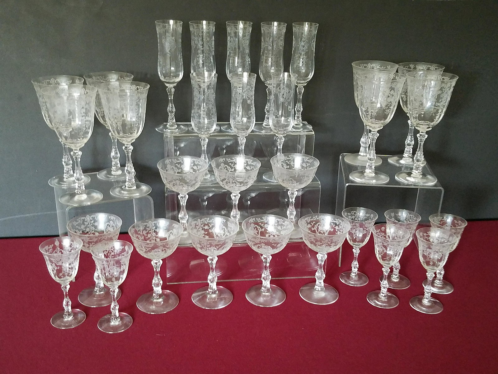 31 Pcs Etched Stemware (1 of 3)