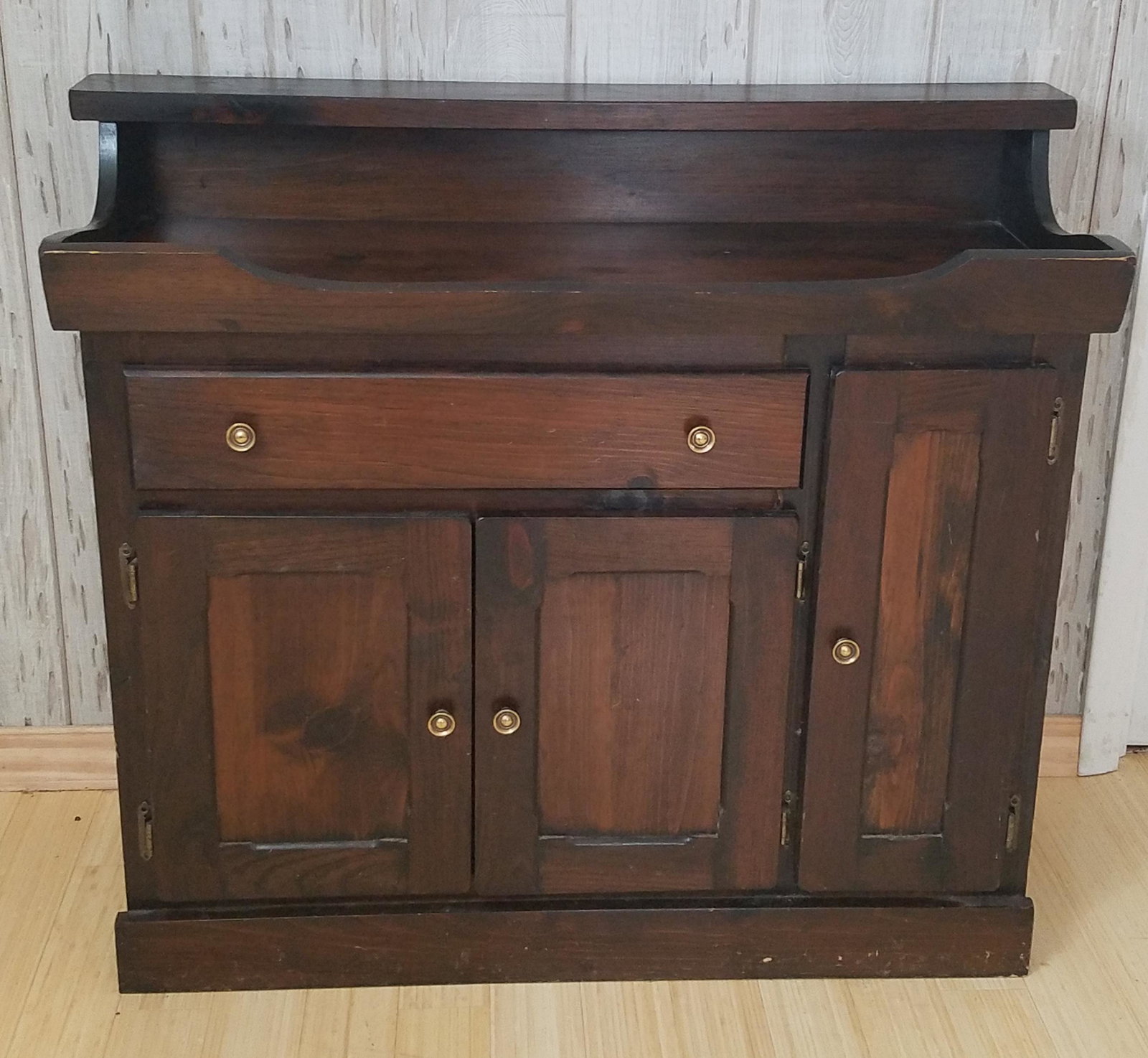 Dry Sink: 39-1/4" wide x 16-1/2" deep x 35-1/4" high. Some scratches.
