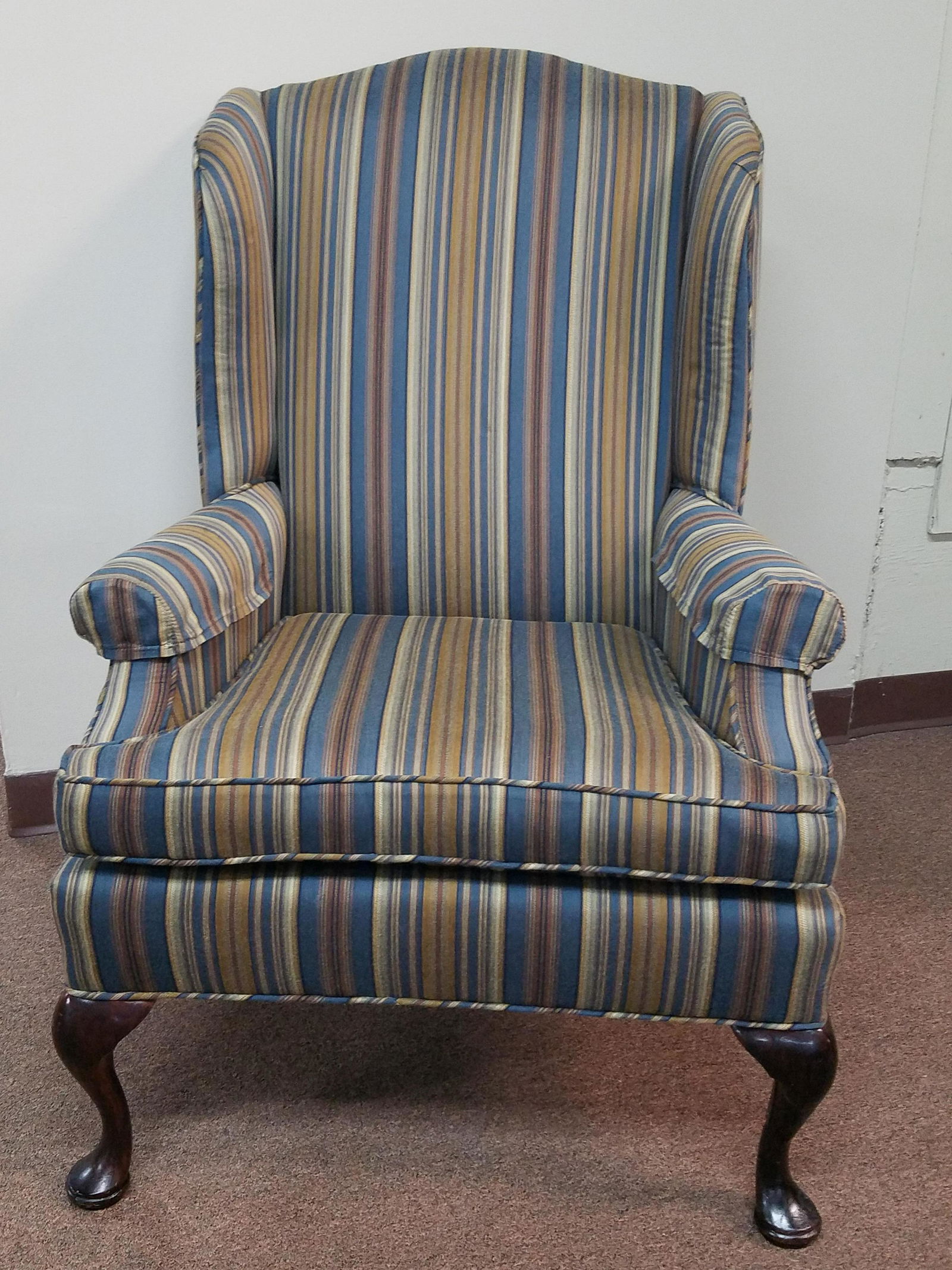 Striped Wingback Chair
