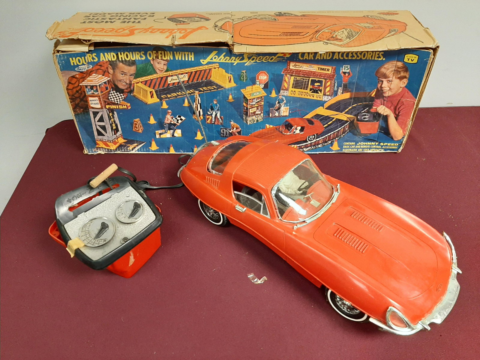 Johnny Speed Car and Accessories: Manufactured by Topper Toys. Model Number 6600.