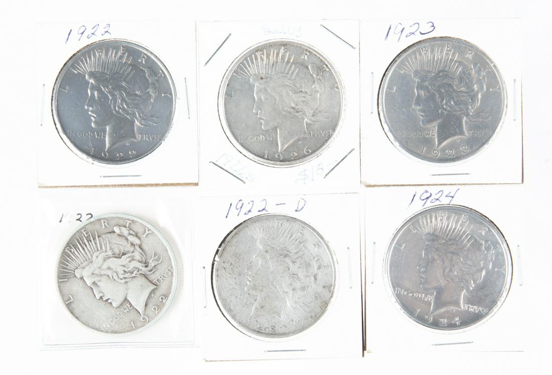 6 Peace Silver Dollars (1 of 2)