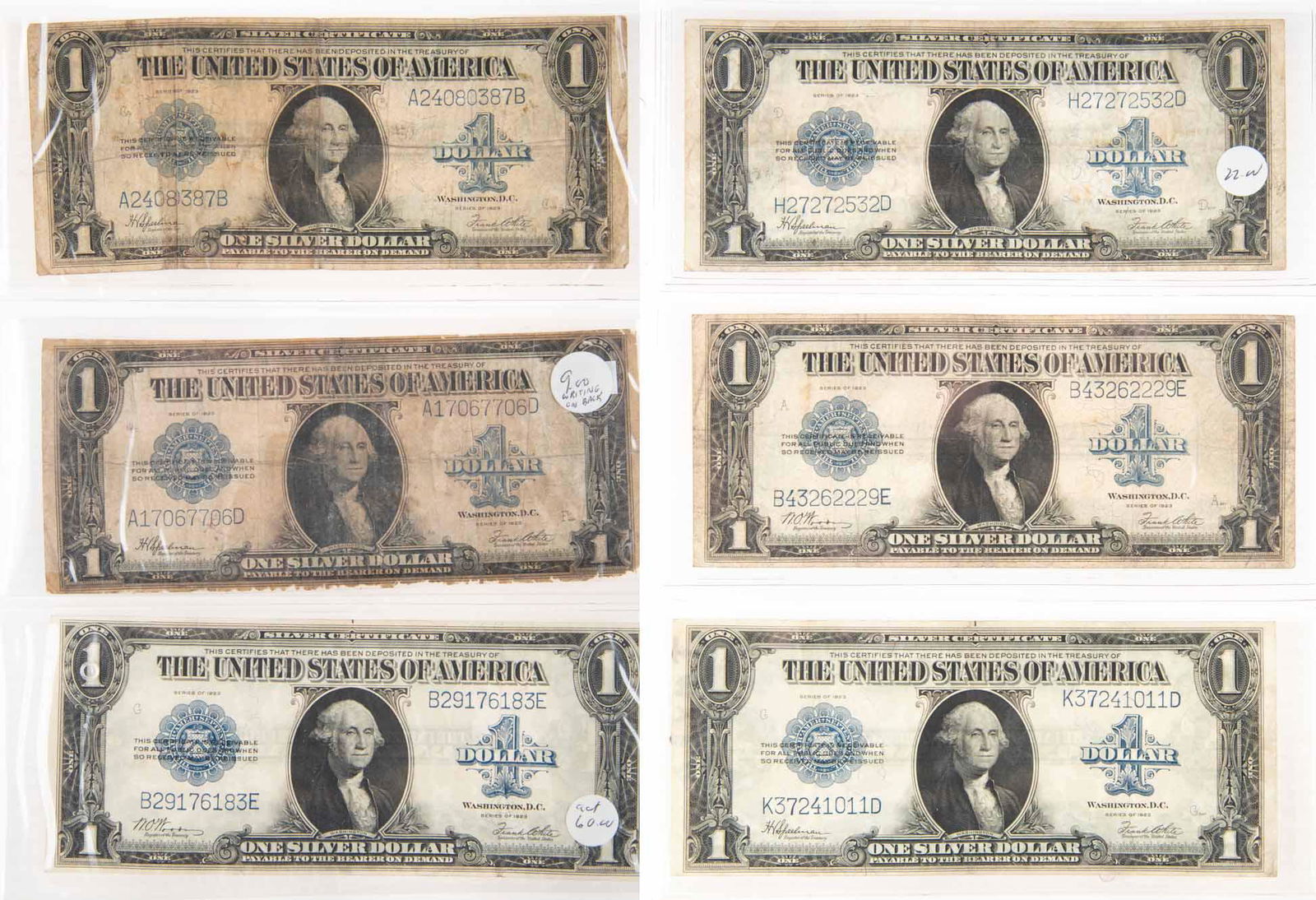 6 1923 $1 Silver Certificates (1 of 2)