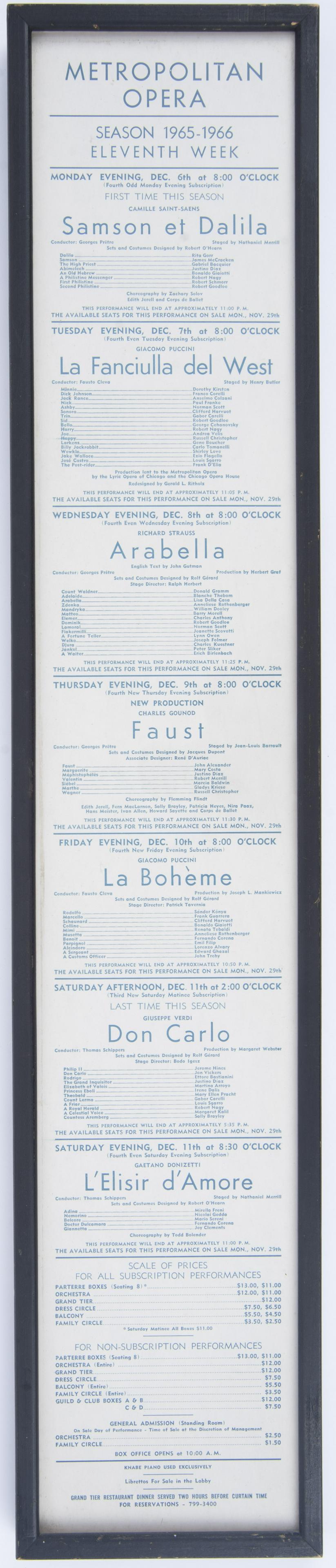 The Met Opera House Program List 1965-1966 Season (1 of 3)