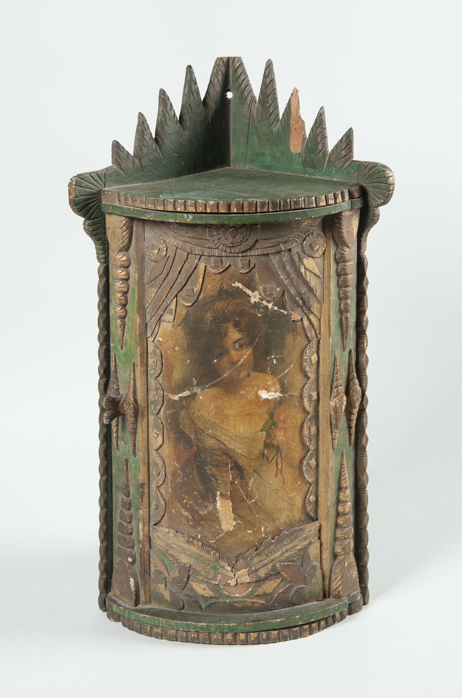 Folk Art European Hanging Corner Cupboard (1 of 5)