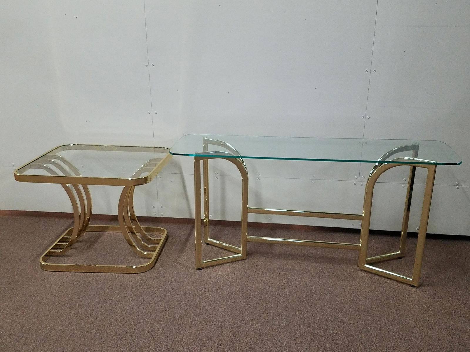 Glass and Brass Hall and Side Table (1 of 3)