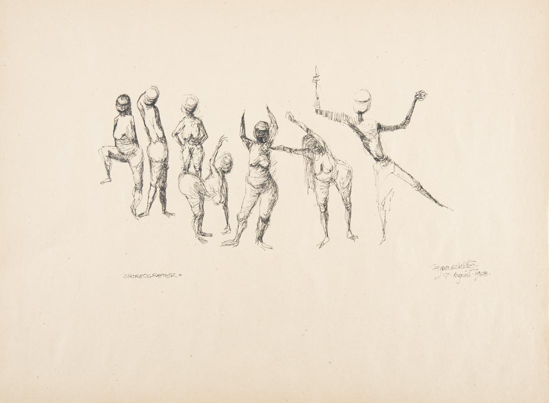 Seymour Klate (American, 1919 - 1992) 4 Works: DESCRIPTION: Seymour Klate (American, 1919 - 1992). Ink and pencil on paper. Four studies. Each signed lower right. Dated 1963 through 1968. Seymour Klate was a prominent television, movie Production