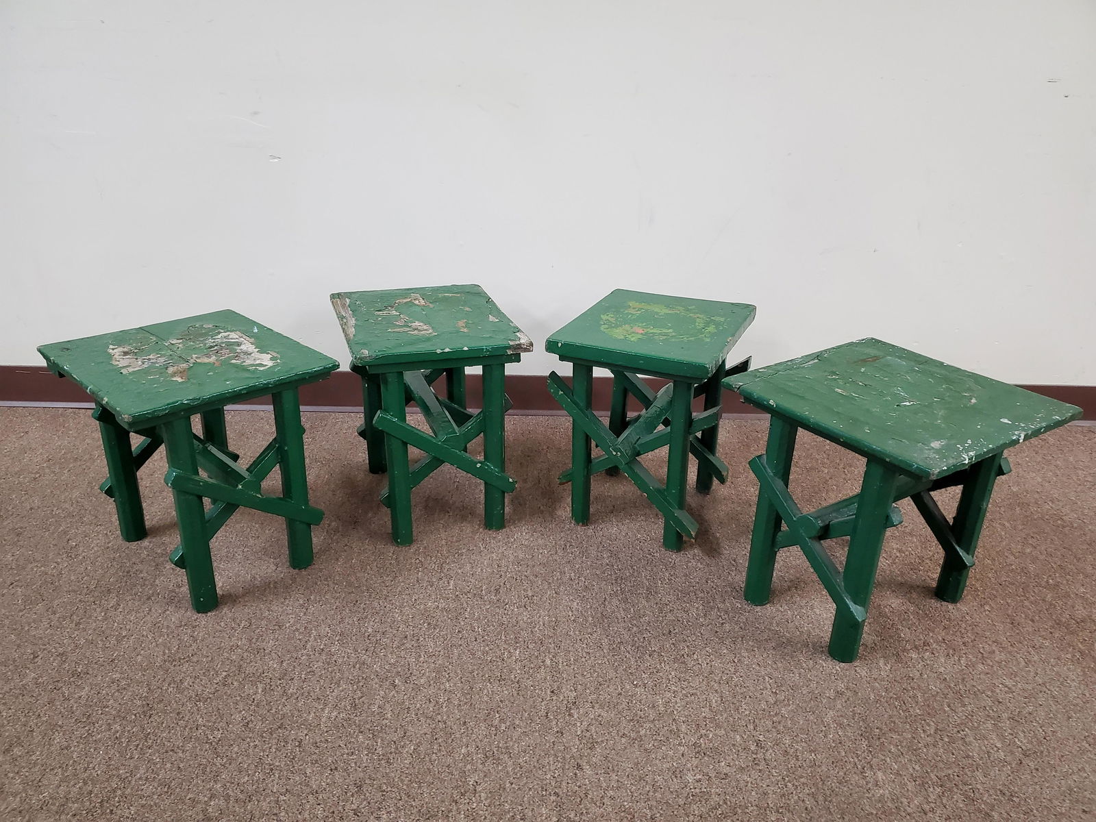 4 Green Painted Adirondack Stools (1 of 6)