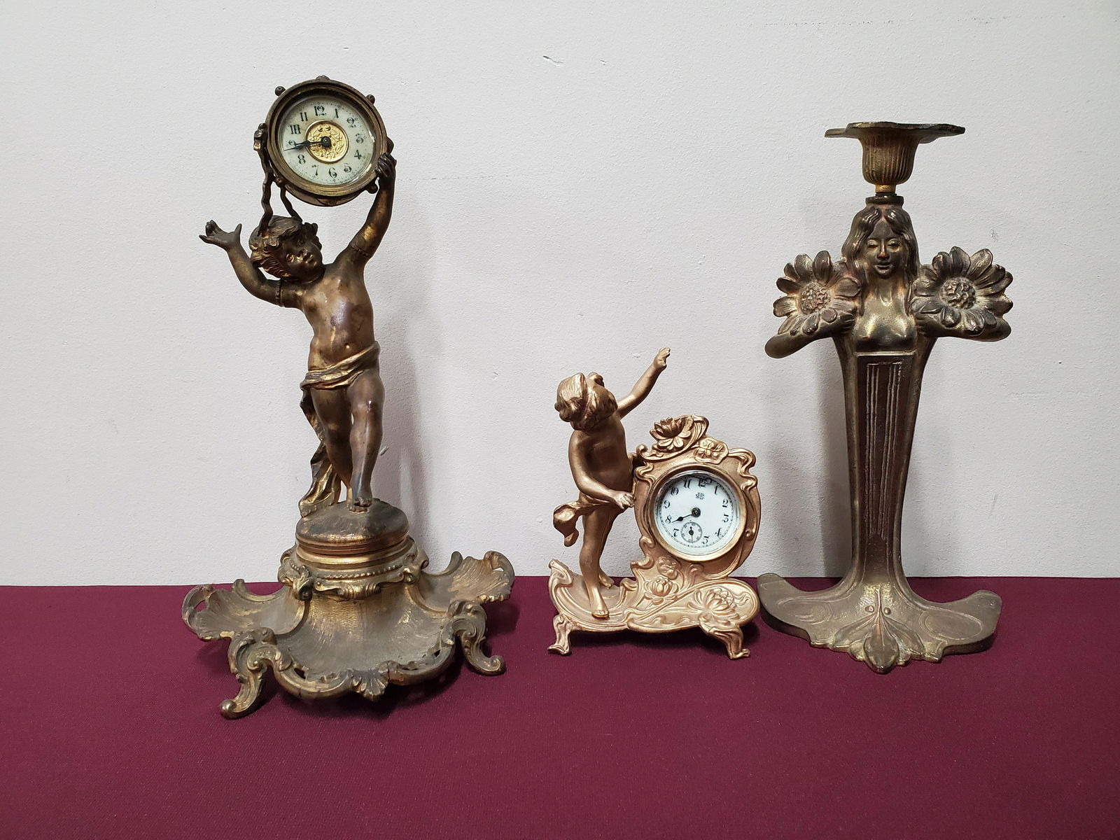 2 Figural Clocks and Candle Stick (1 of 12)