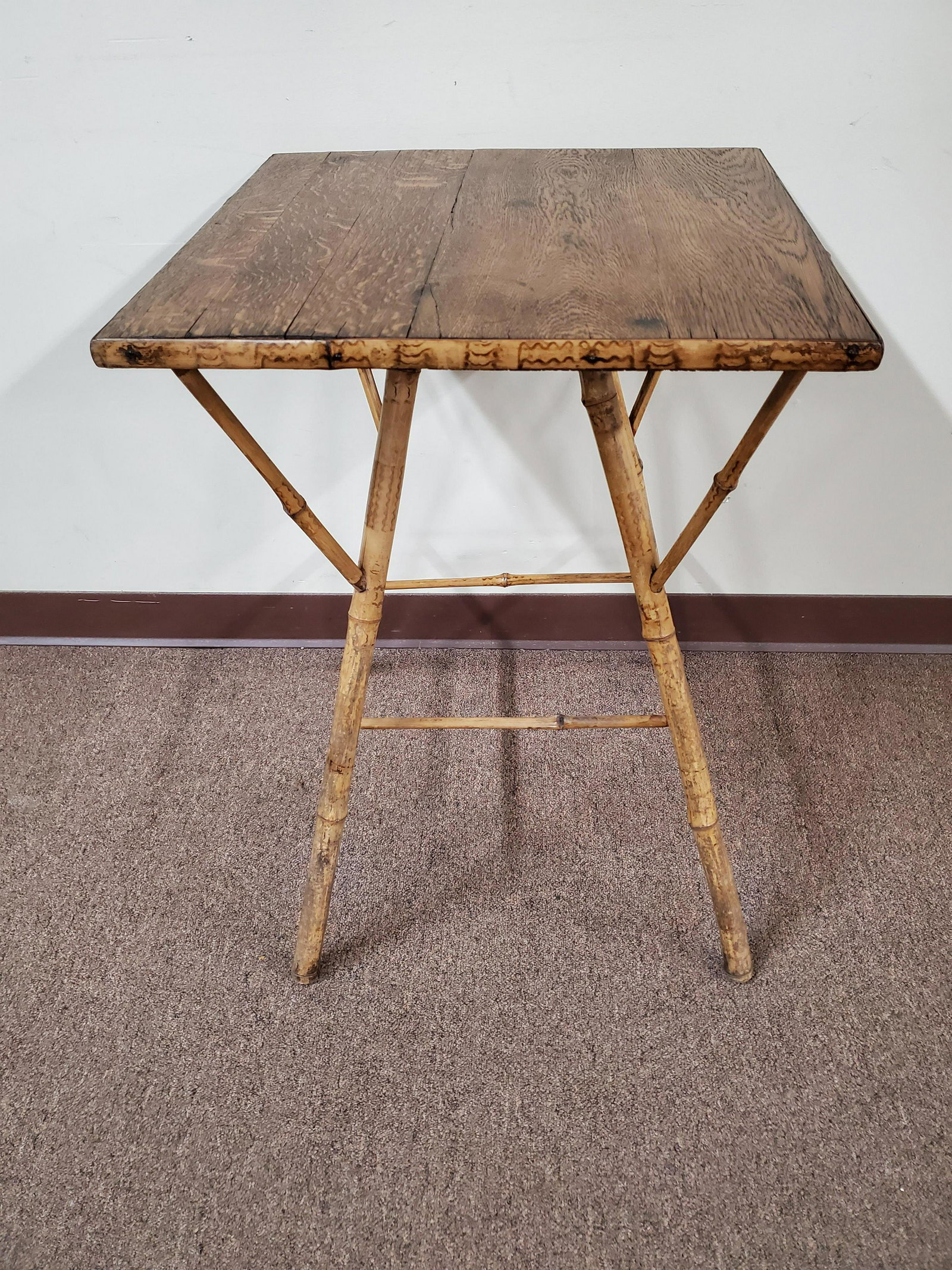 Bamboo Table: 20" wide x 20" deep x 28-1/2" high.