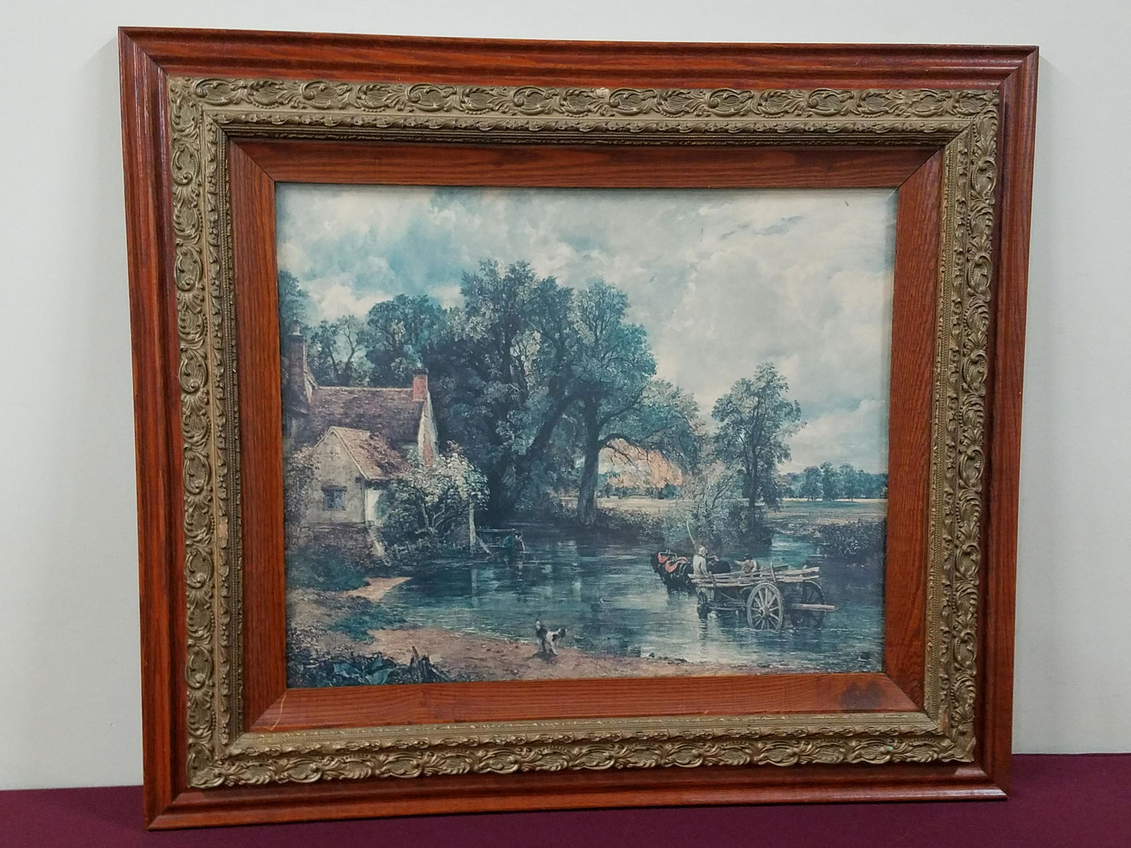 John Constable "The Hay Wain" Print: Overall with frame 26-1/4" high x 30-1/2" wide.
