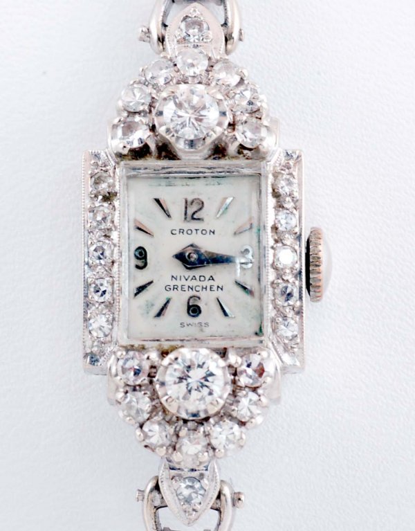 Ladies Croton 14K White Gold & Diamond Wristwatch