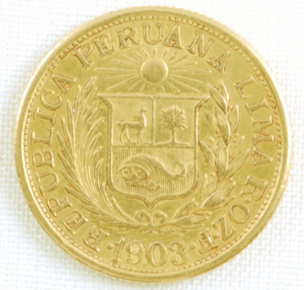 1903 Peru Gold Libra AU - 2