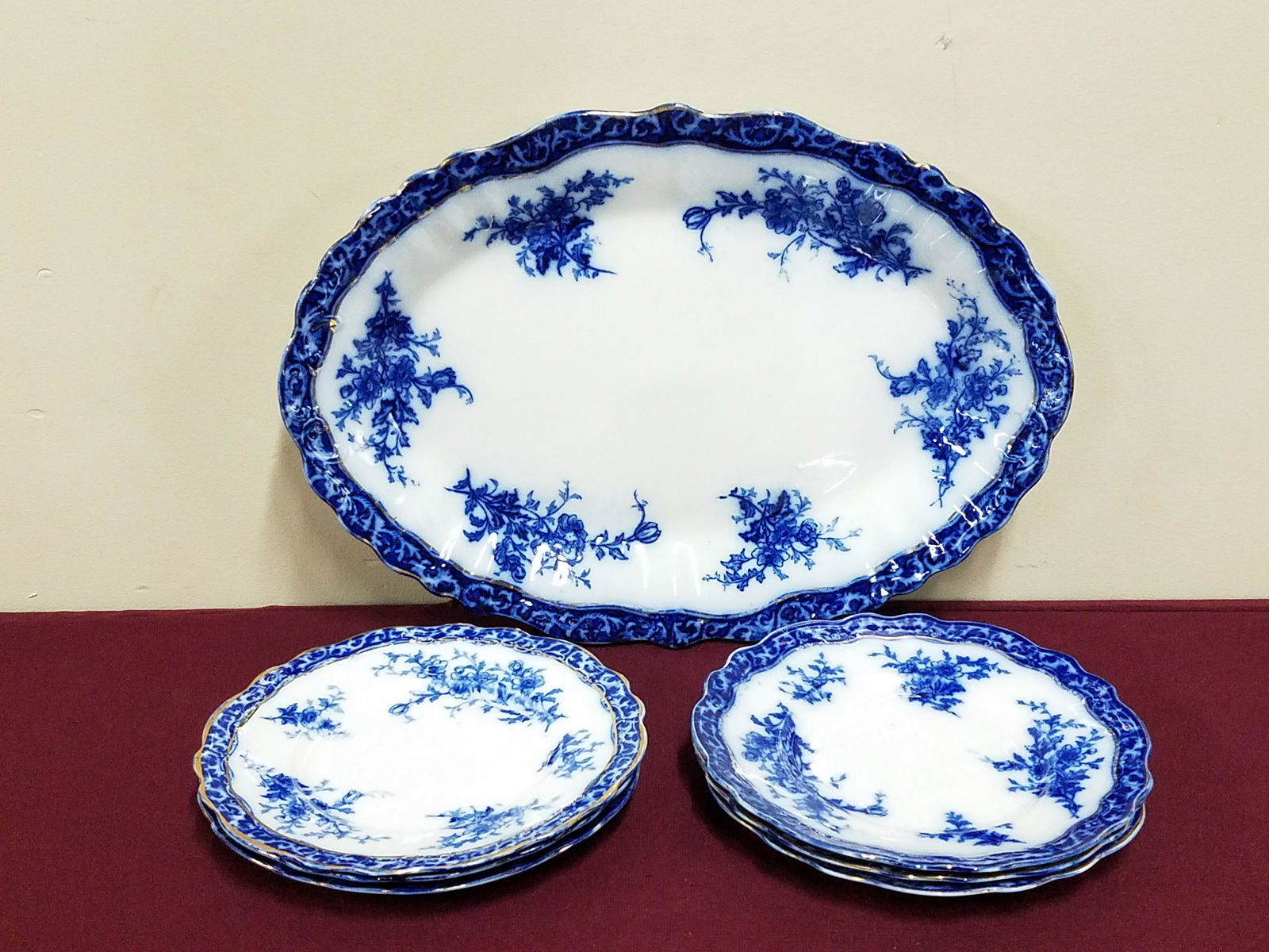 7 Pcs Henry Alcock & Co Flow Blue (1 of 2)