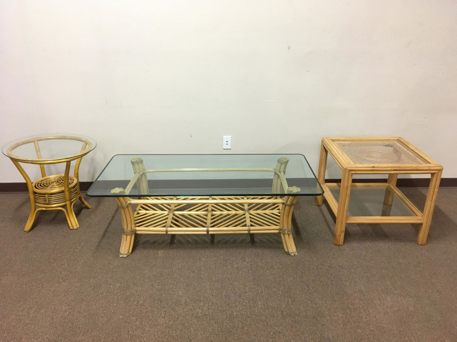3 Pc Rattan Coffee and End Tables (1 of 5)