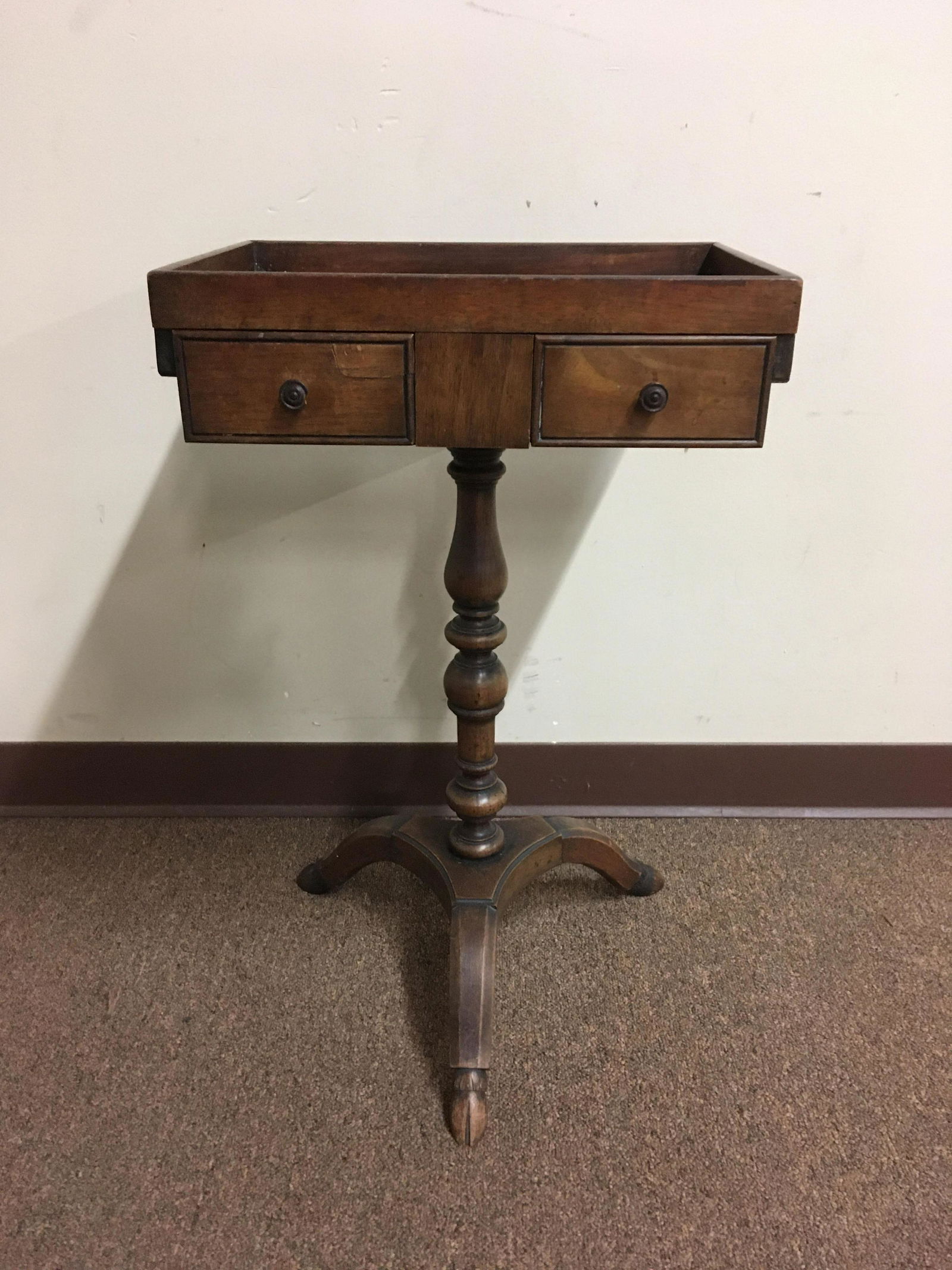 Pedestal Side Table with Drawers (1 of 3)