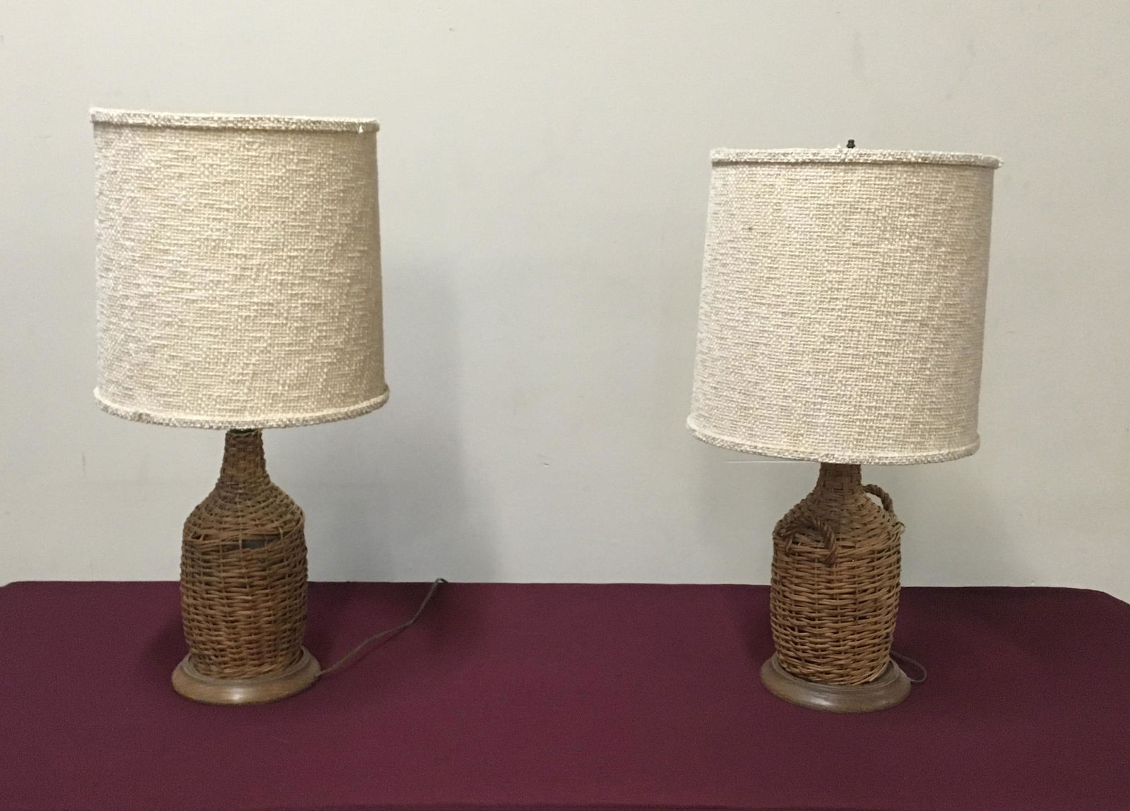 Pair Wicker Table Lamps (1 of 2)