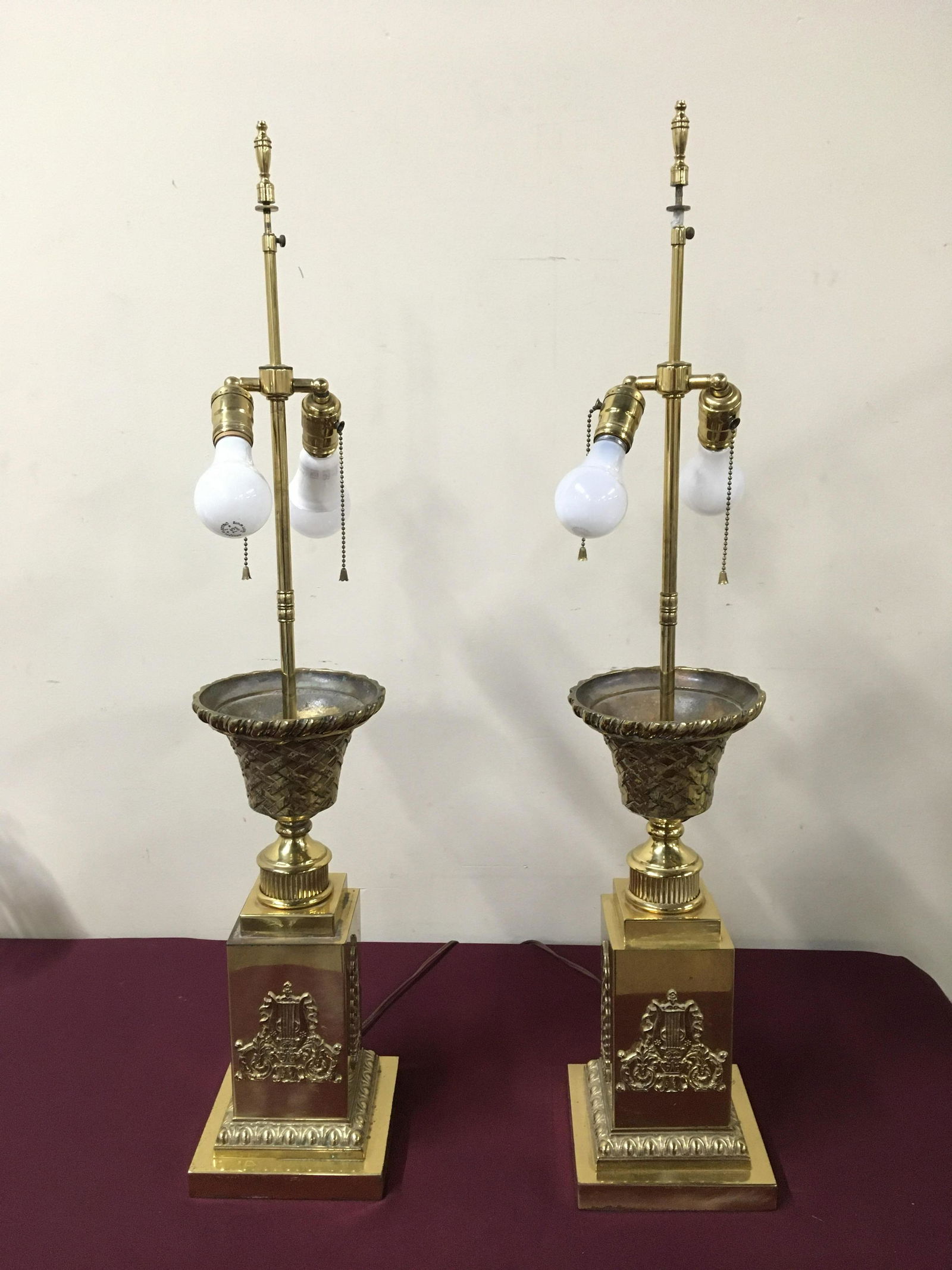 Pair Tall Brass Table Lamps (1 of 4)