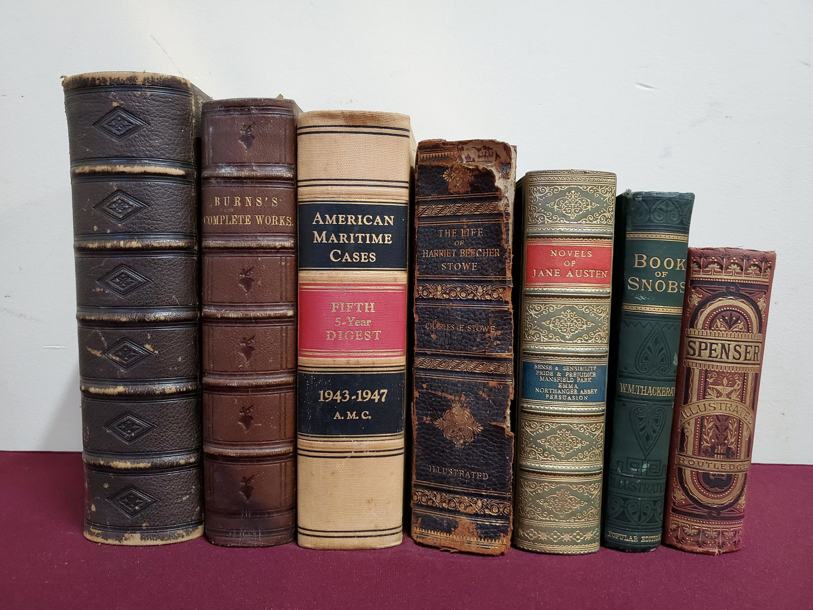 7 Vols incl. Antique Leather Bound Books (1 of 8)