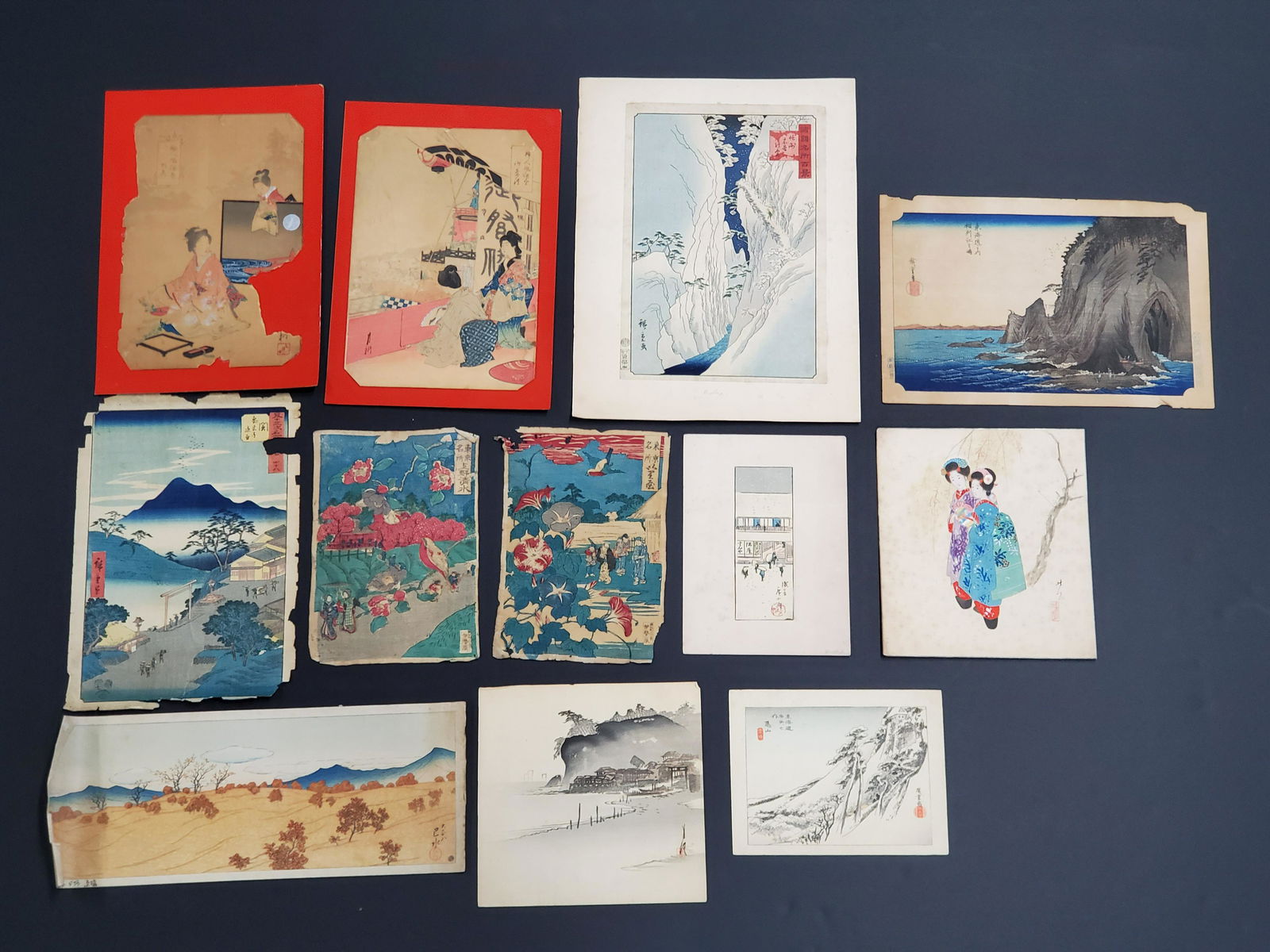 12 Pc Asian Art Collection incl. Woodblock Prints (1 of 13)