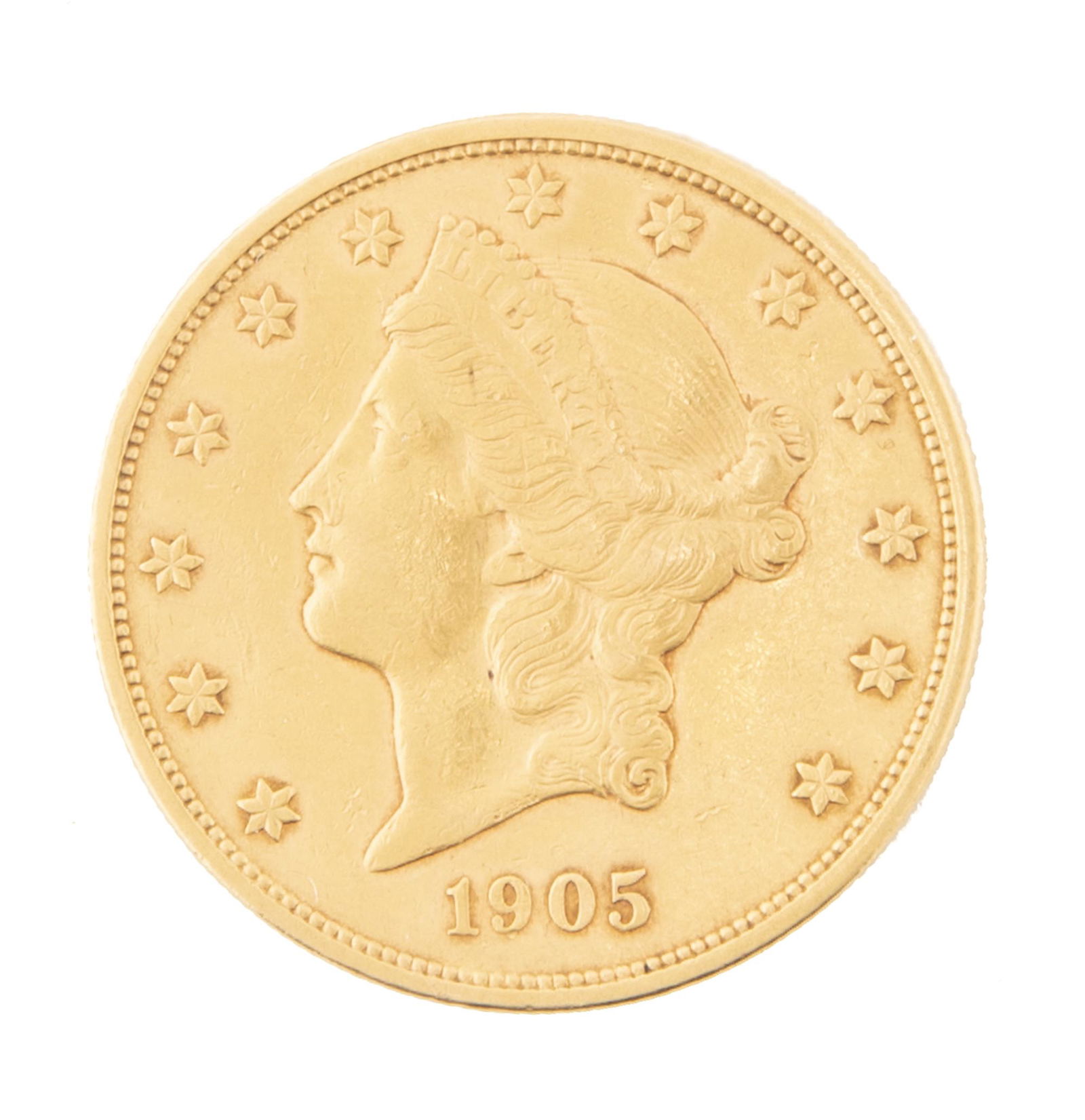 1905 $20.00 Gold Piece: DESCRIPTION: Twenty dollar gold piece (1905) Very Fine.