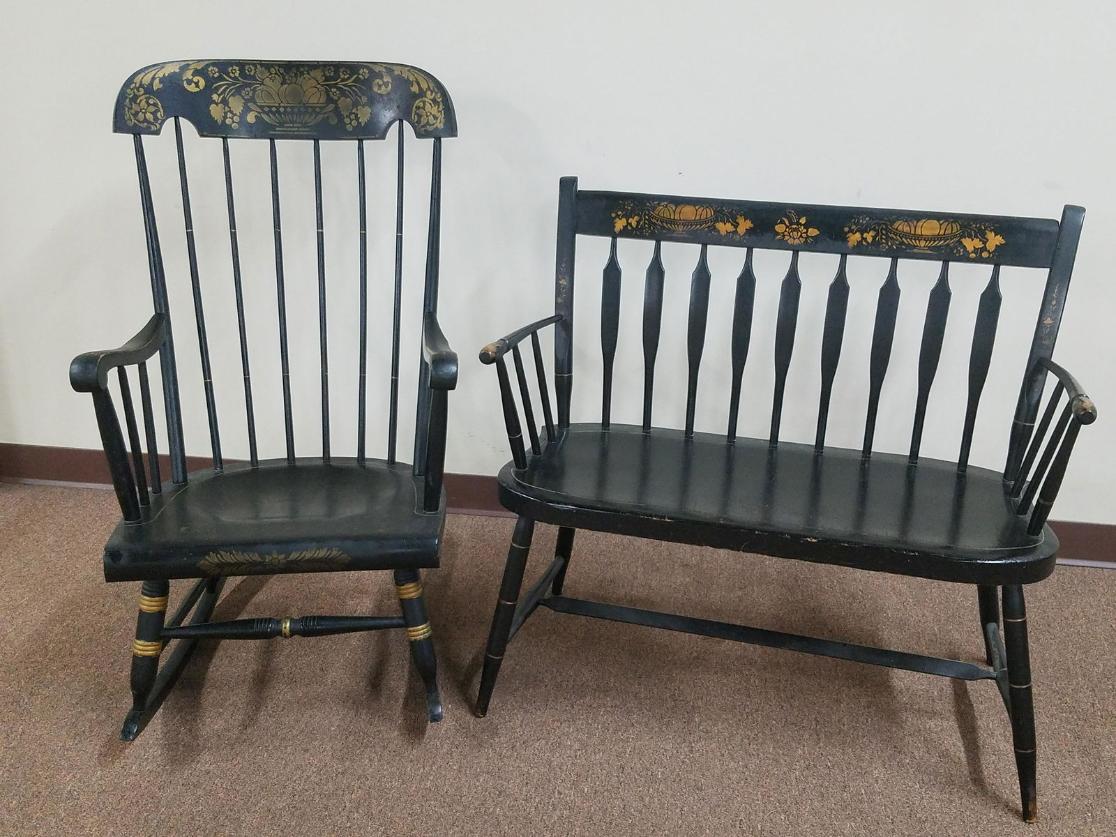 Painted Rocker and Nichols and Stone Bench (1 of 3)