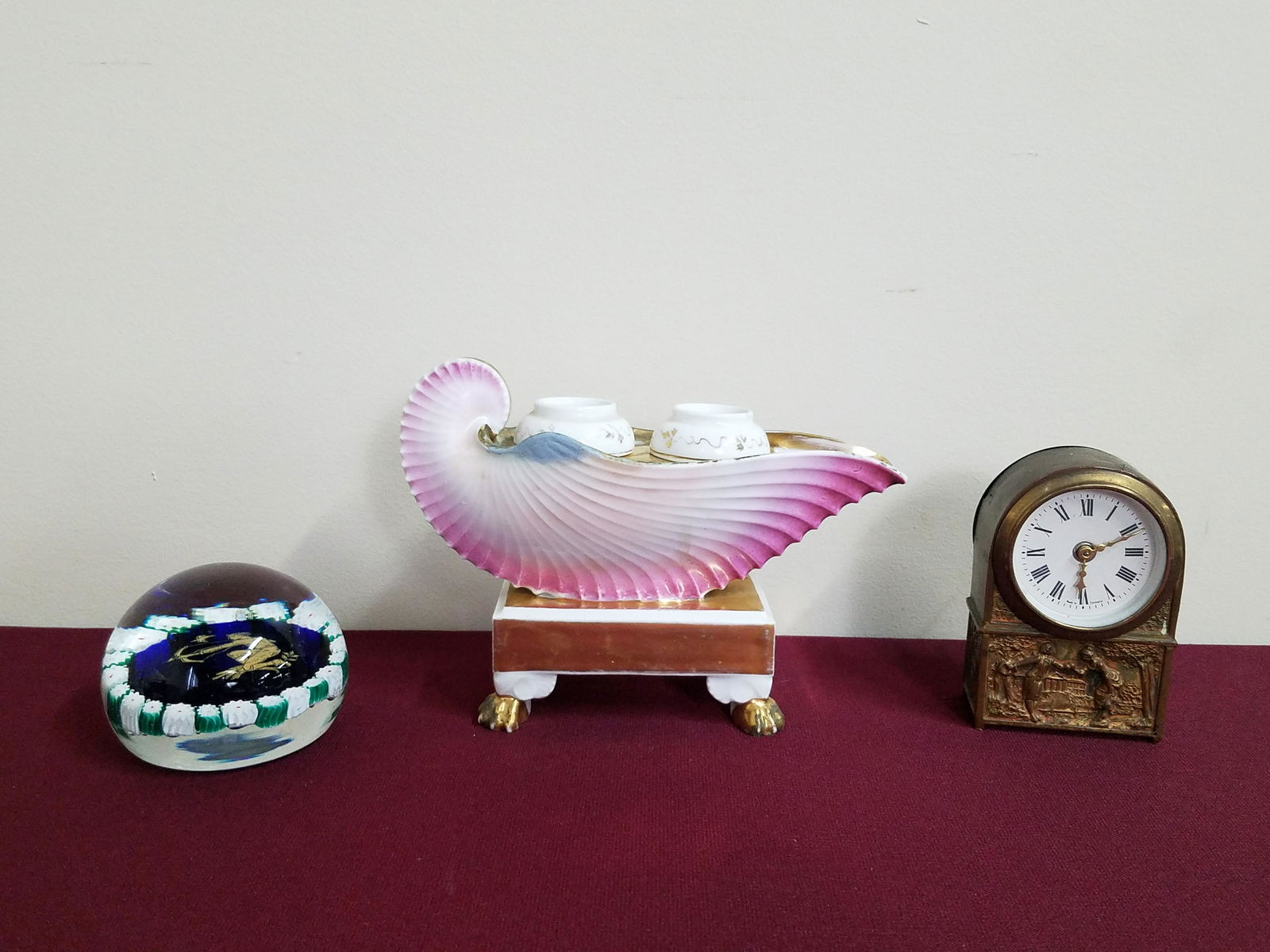 3 Desk Items incl Ink Well and German Clock (1 of 5)