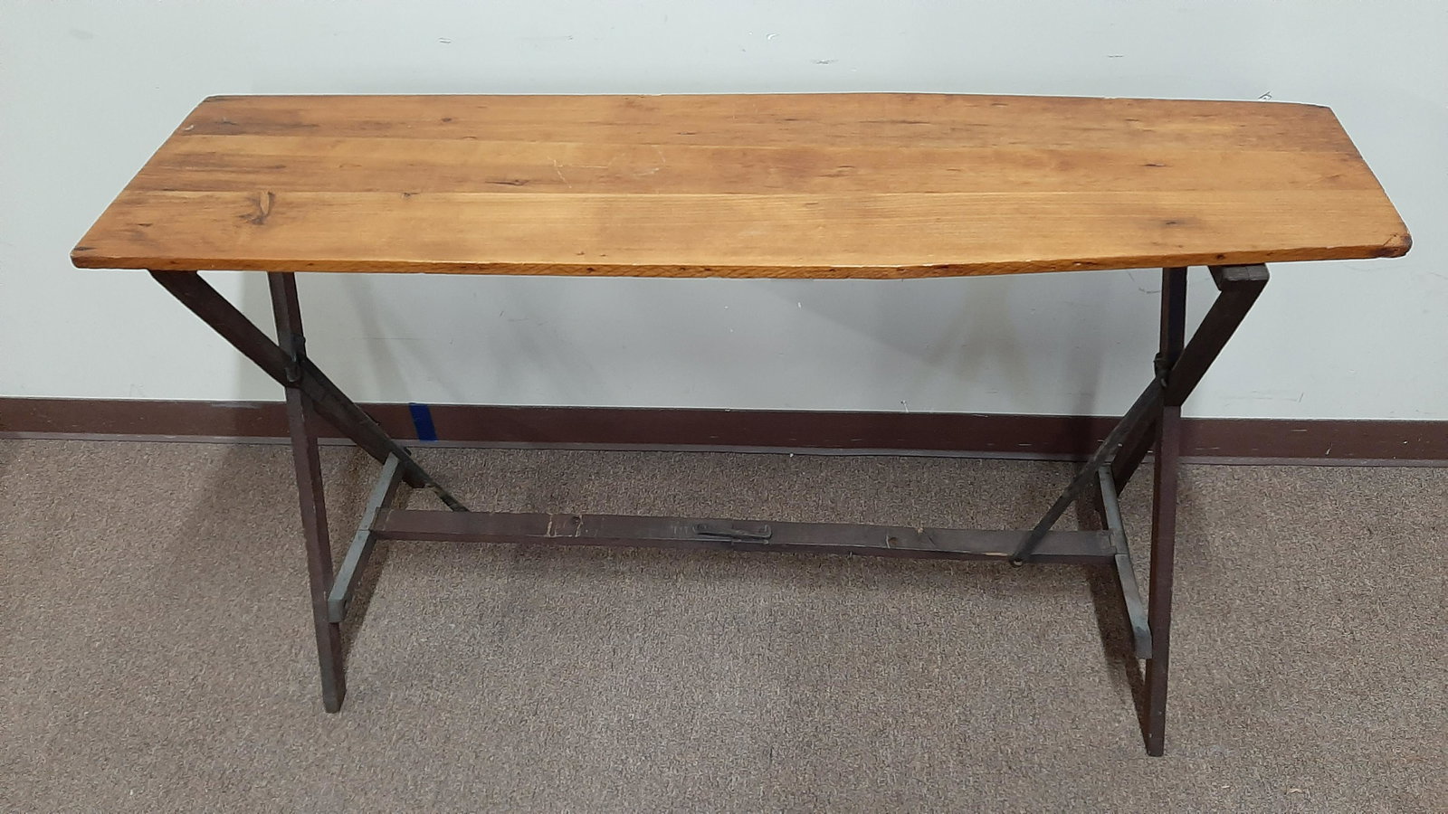 Antique Folding Ironing Board: 54" wide X 14 1/4" deep X 30 1/2" high.