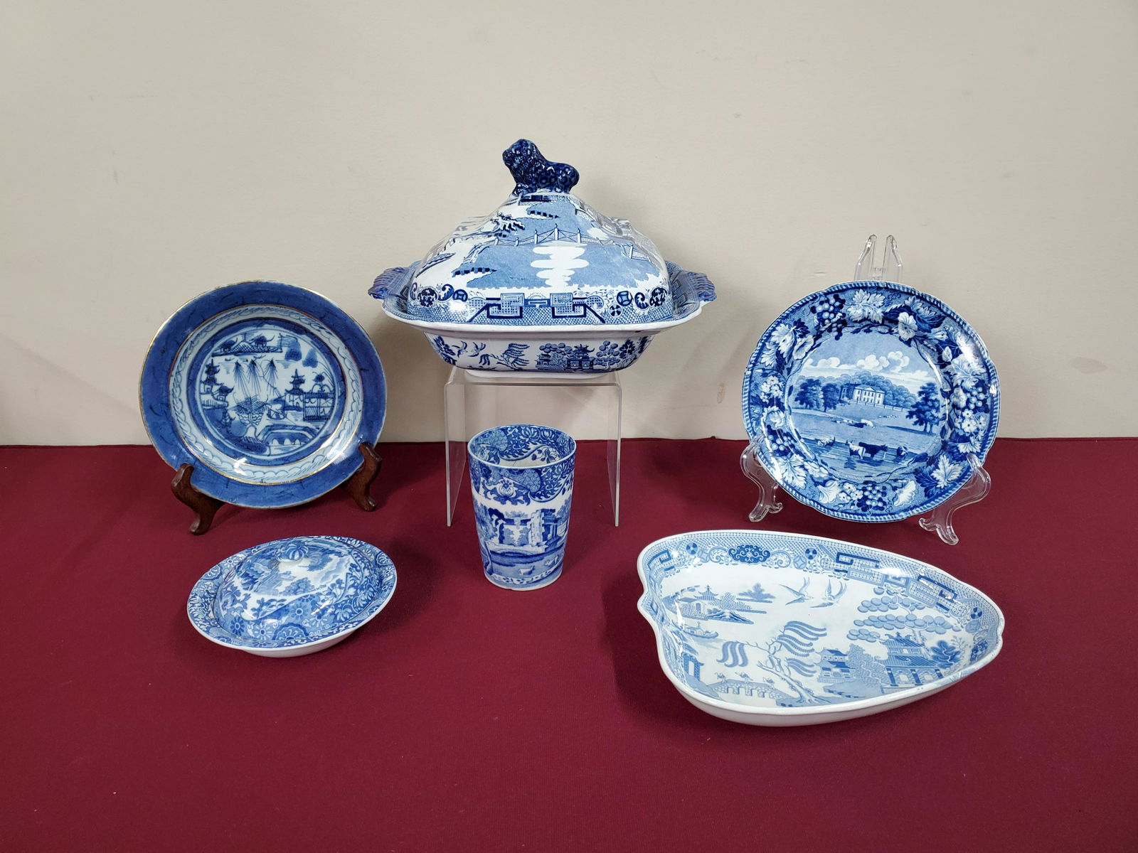 6 Pcs Transferware and Historical Flow Blue (1 of 4)