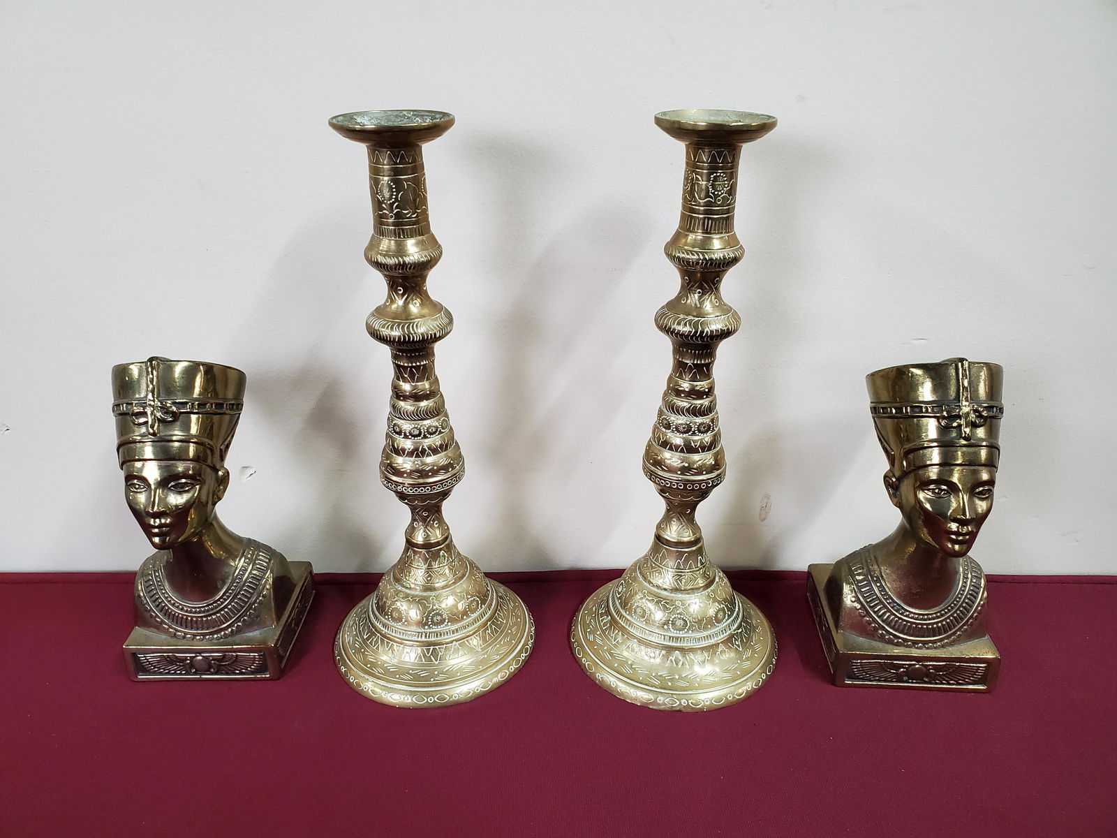 Pr Brass Bookends and Candlesticks (1 of 2)
