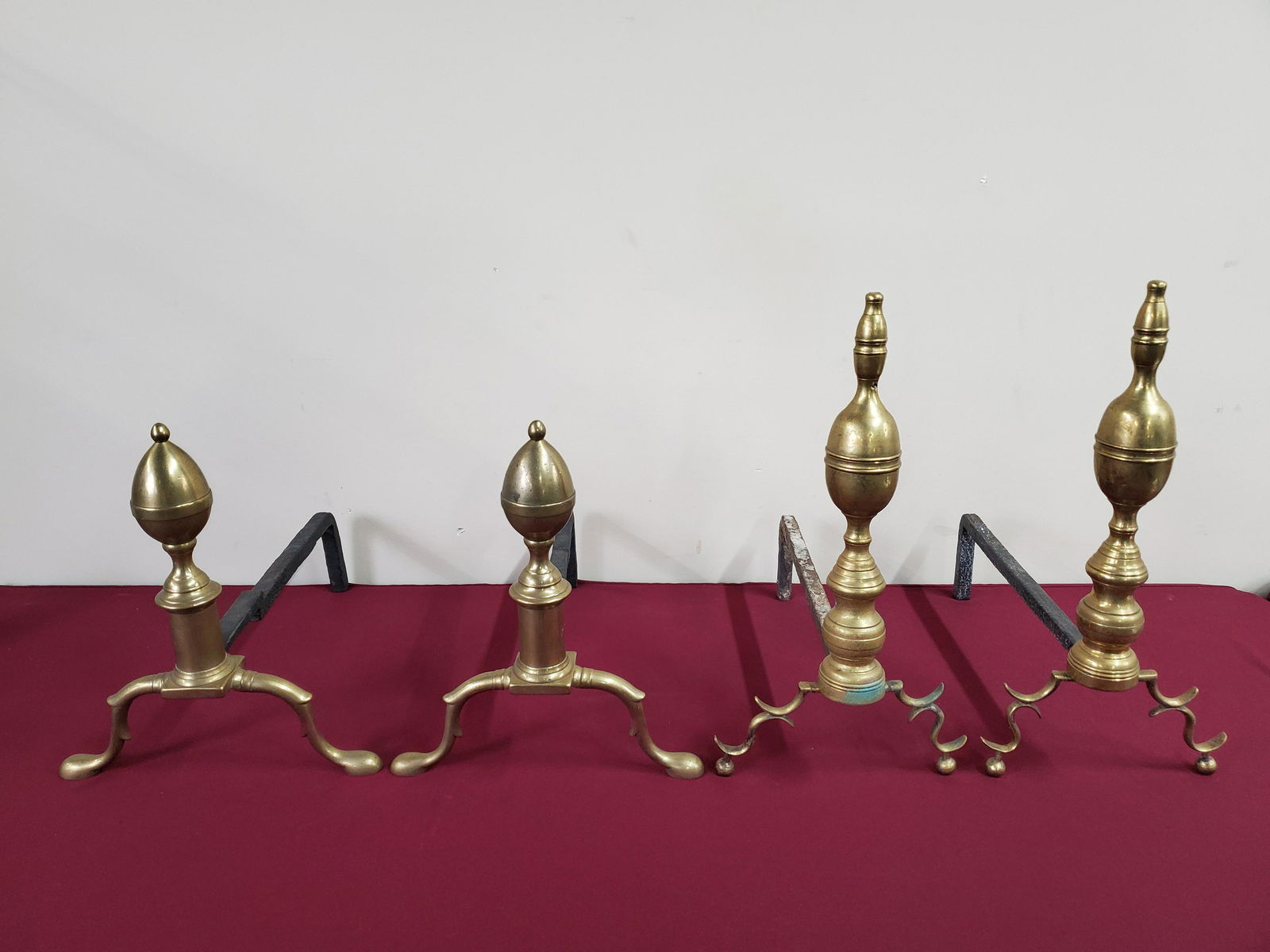 2 Prs Antique Andirons incl. Boston Lemon Top (1 of 4)