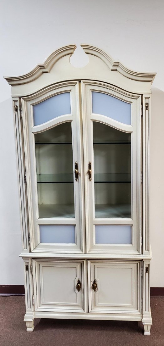 Wall Cabinet: 39-1/4" wide x 19-1/4" deep x 83" high. Some losses and discoloration.