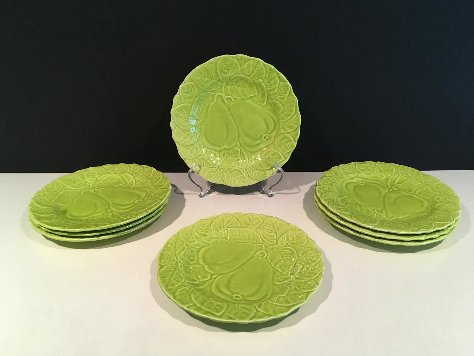 8 Sarreguemines Plates: 1 high x 9-1/2 diameter.