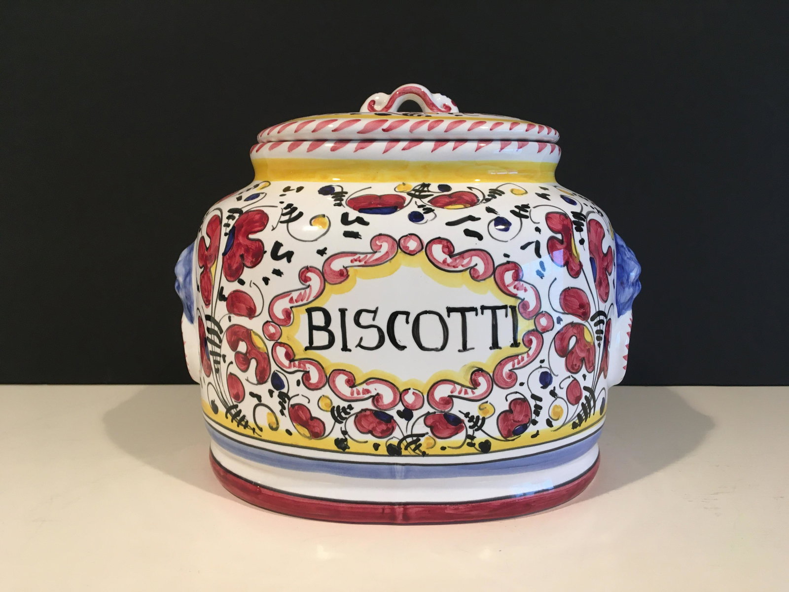 Fratelli Biscotti Jar: 9 high x 10-1/2 wide x 7 deep.