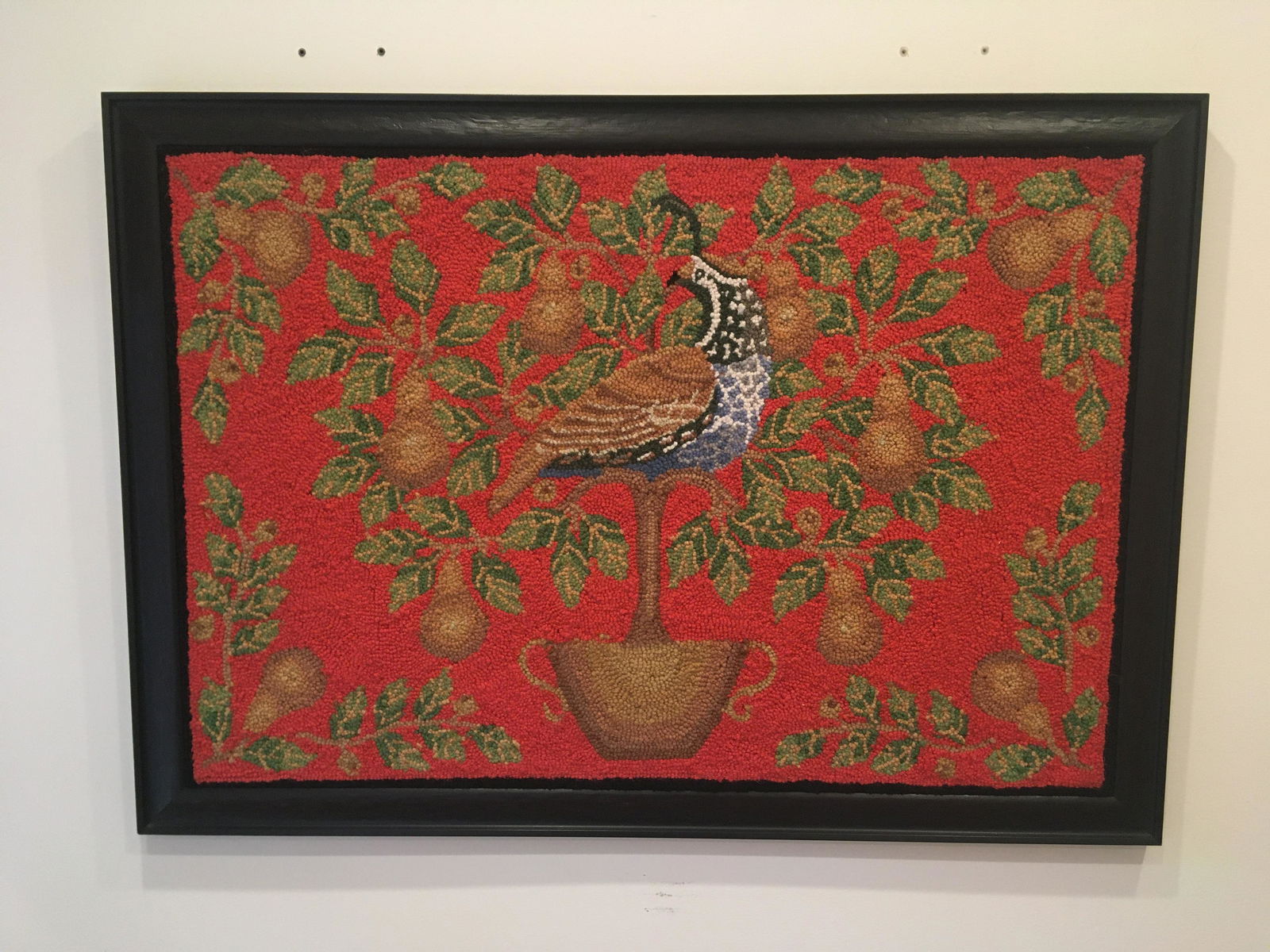 Framed Partridge Hooked Rug (1 of 2)