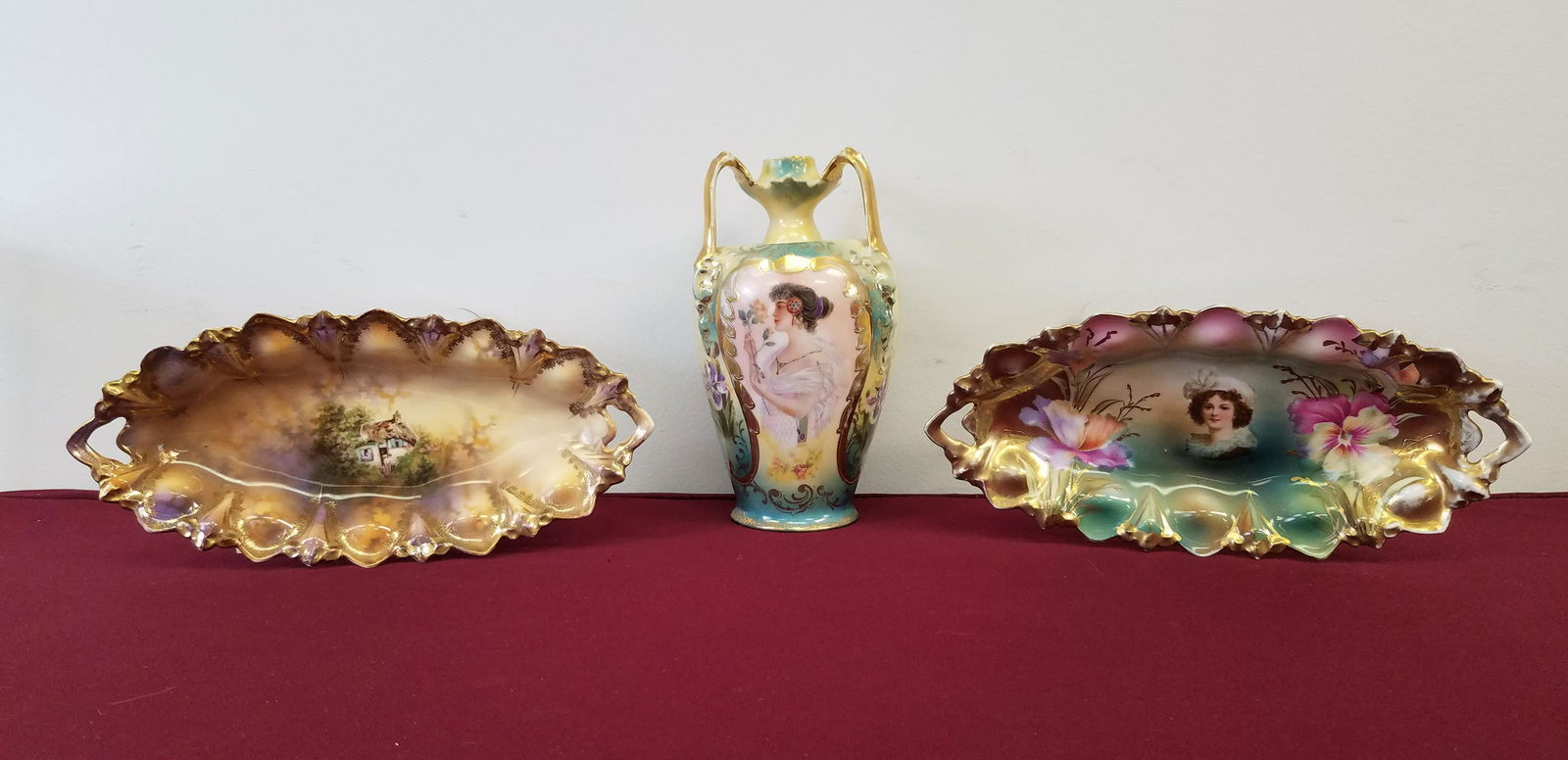 3 Pcs RS Prussia incl Portrait Vase (1 of 6)