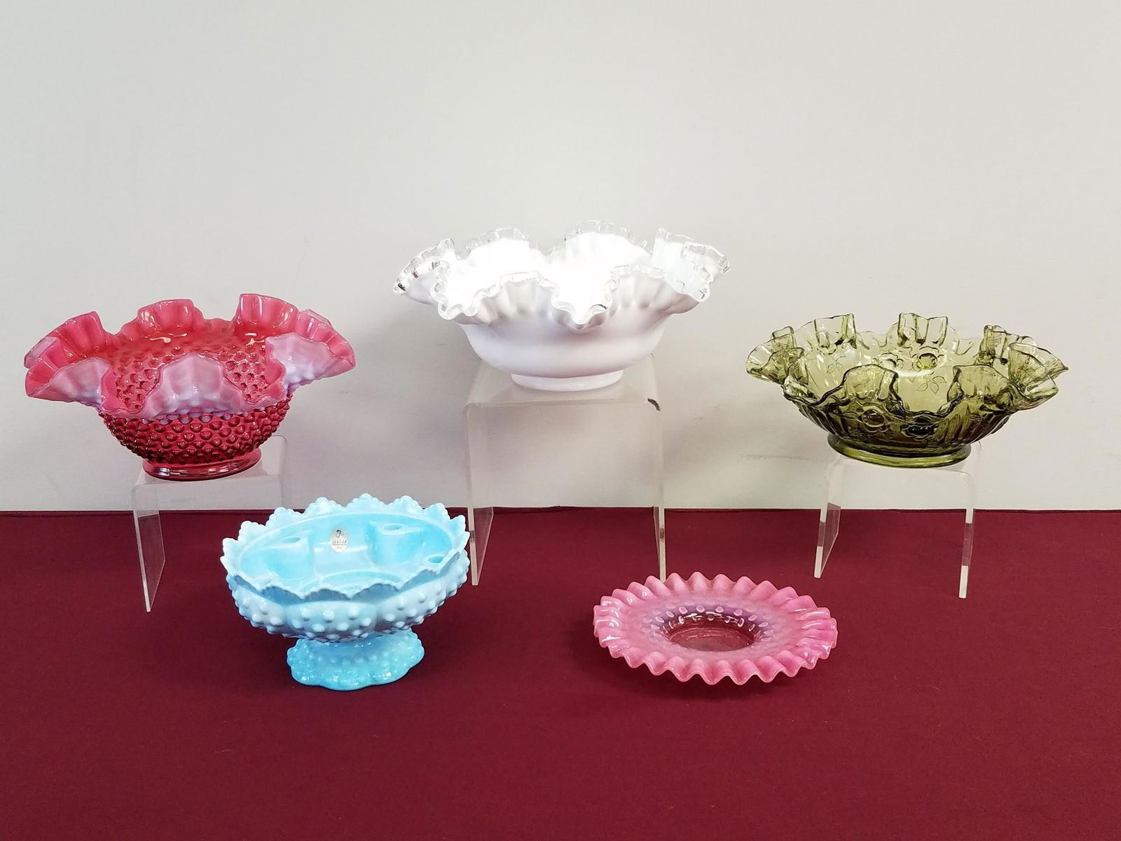 5 Pcs incl Fenton Candle Bowl (1 of 2)