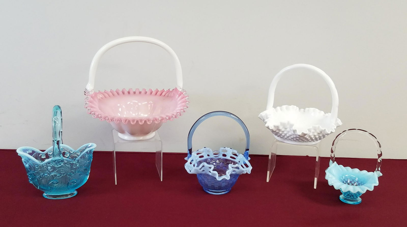 5 Fenton Glass Baskets (1 of 2)