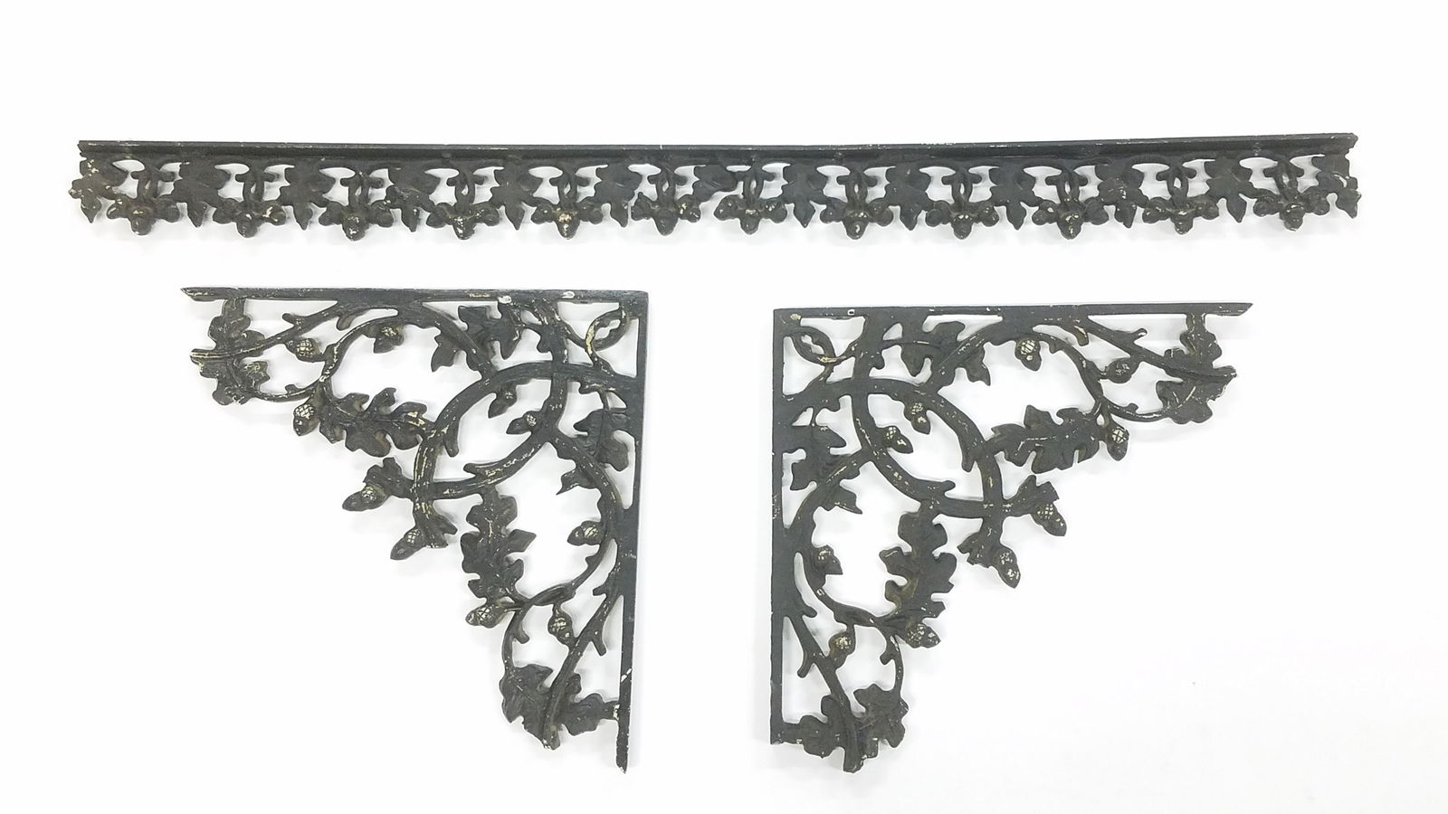 3 Pcs Cast Iron Acorn and Oak Leaf Elements (1 of 3)