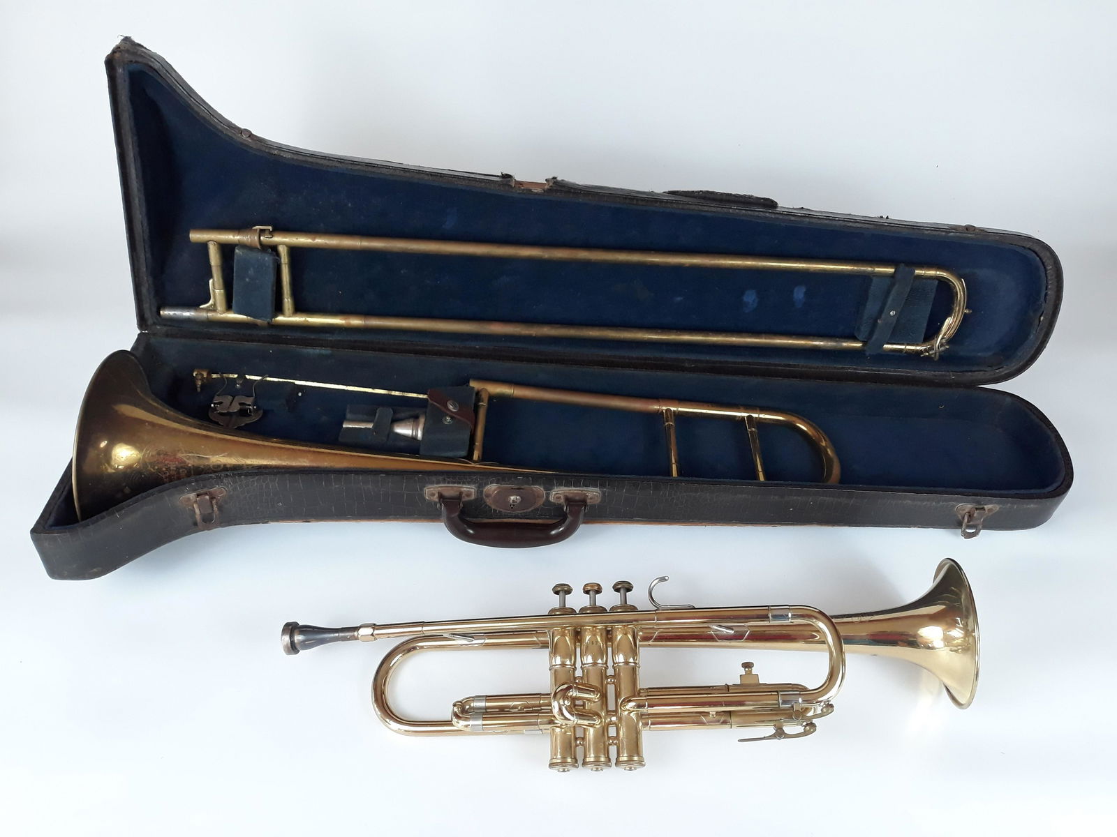 2 Vintage Instruments, Trumpet and Trombone (1 of 3)